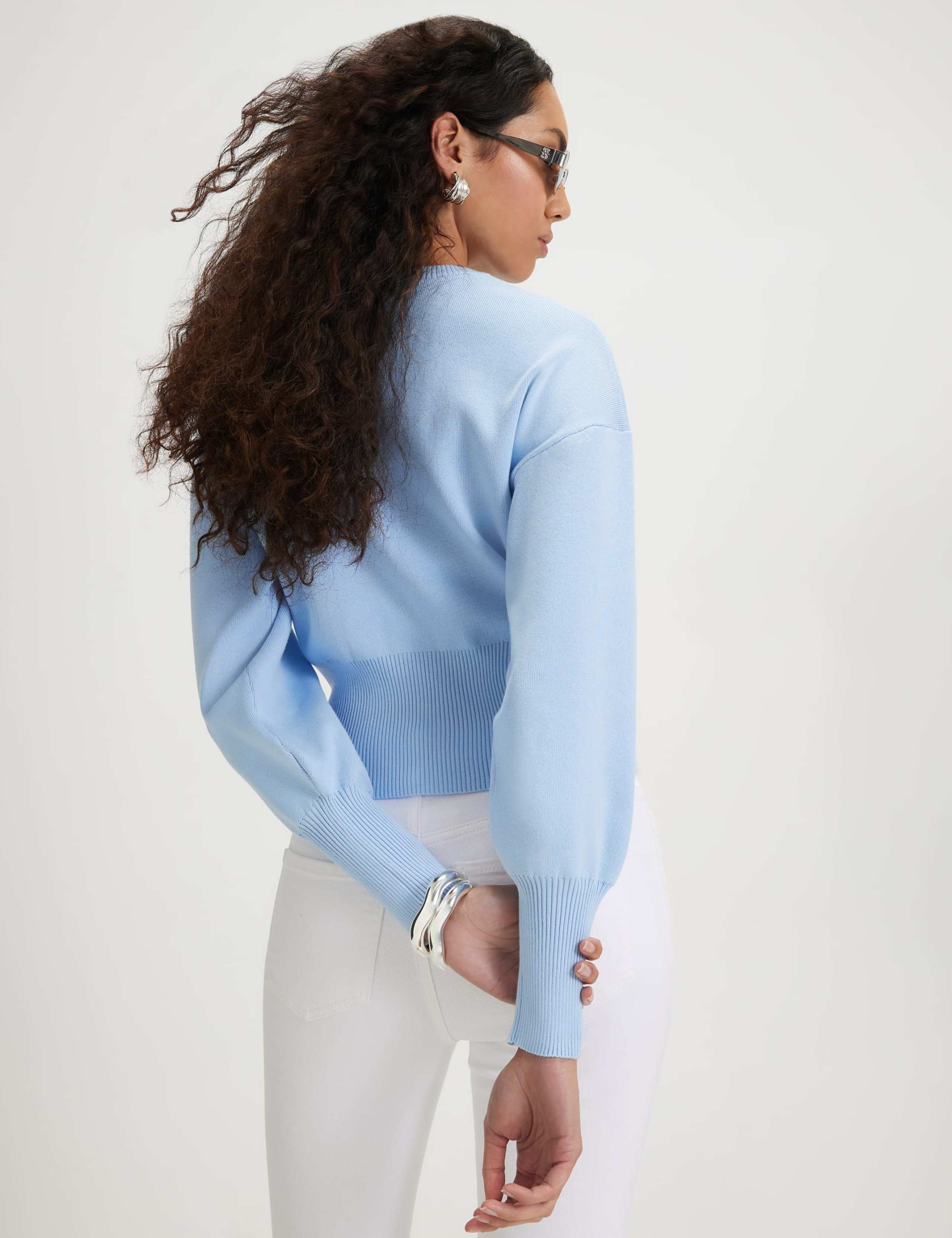 Scallop Blouson Sleeve Cardigan 5 of 5