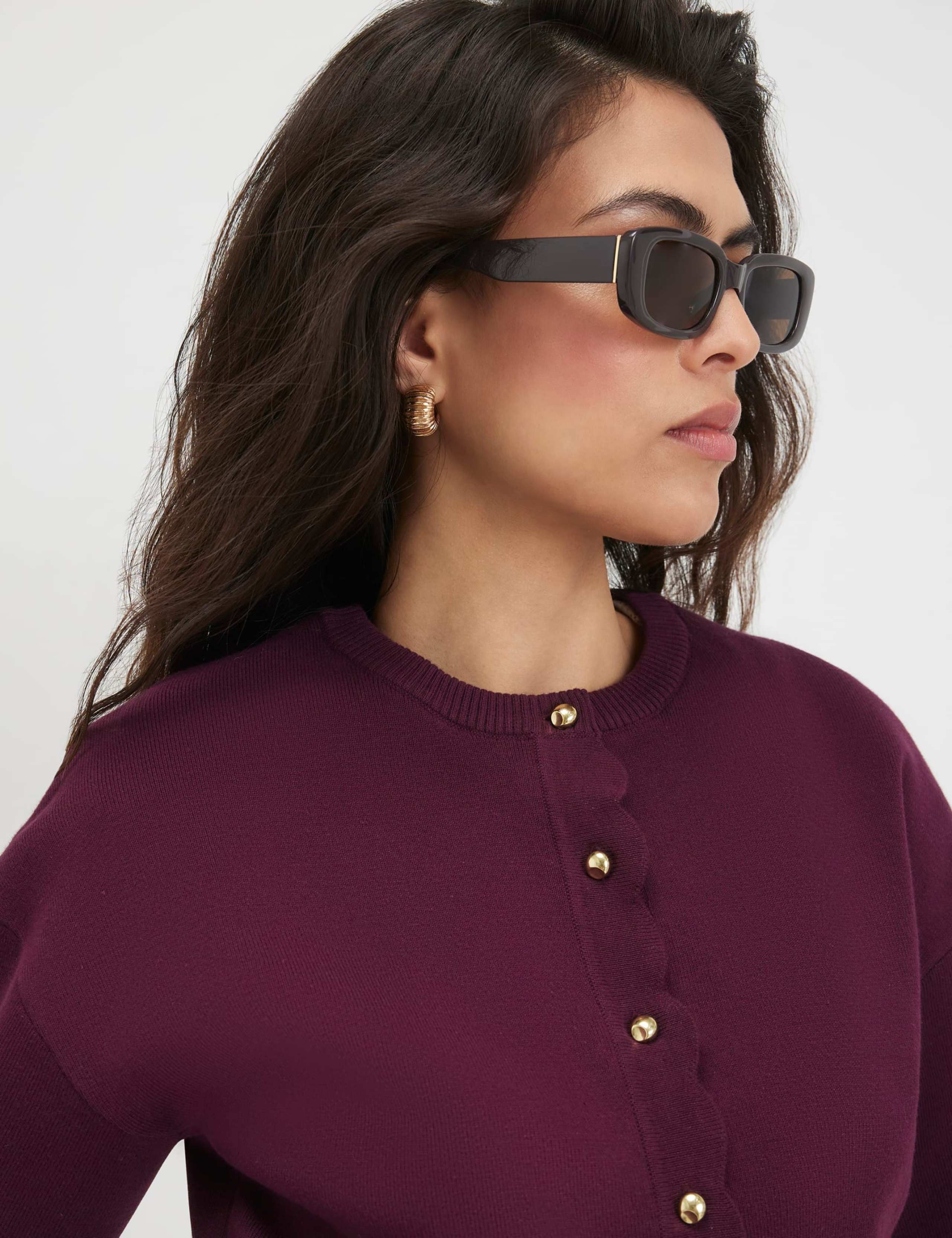 Scallop Blouson Sleeve Cardigan 5 of 5