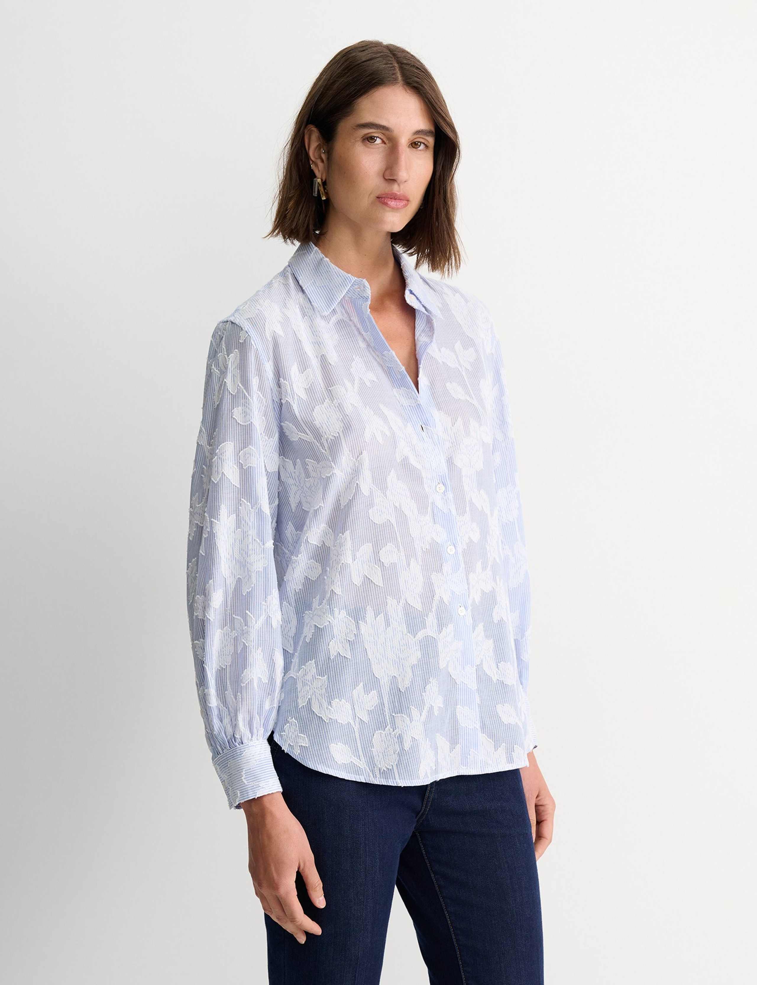 Pure Cotton Striped Floral Relaxed Shirt 3 of 5