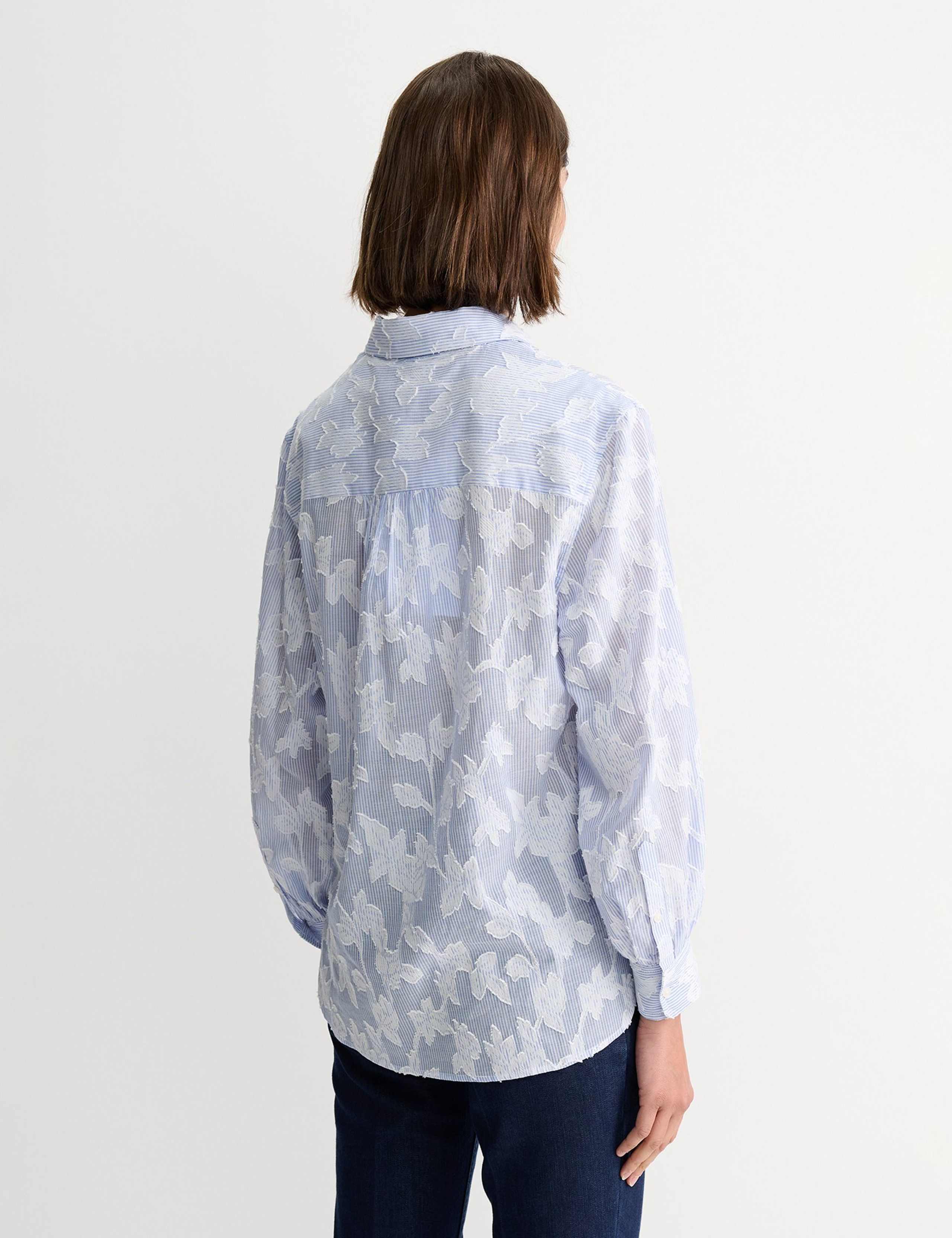 Pure Cotton Striped Floral Relaxed Shirt 4 of 5