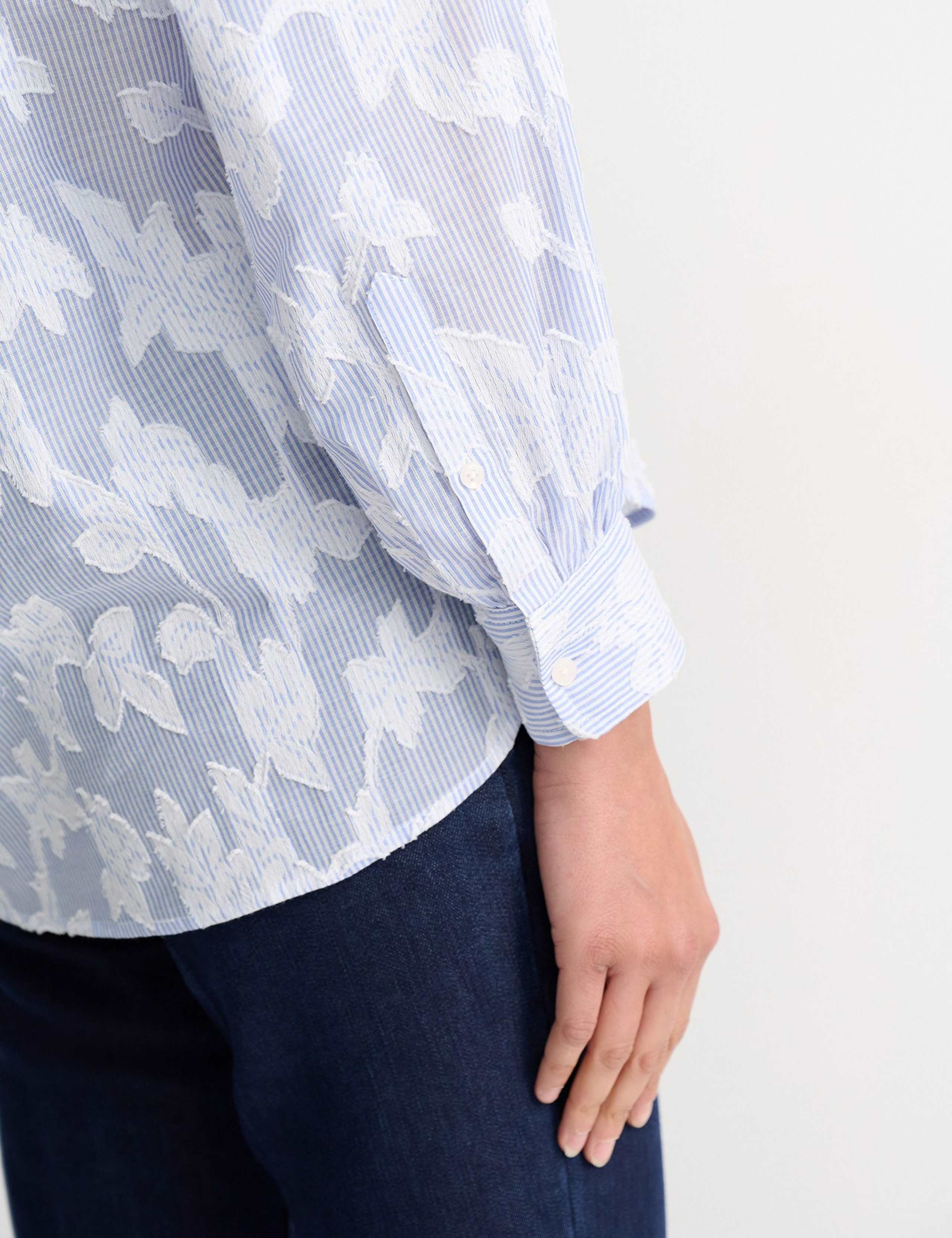 Pure Cotton Striped Floral Relaxed Shirt 5 of 5