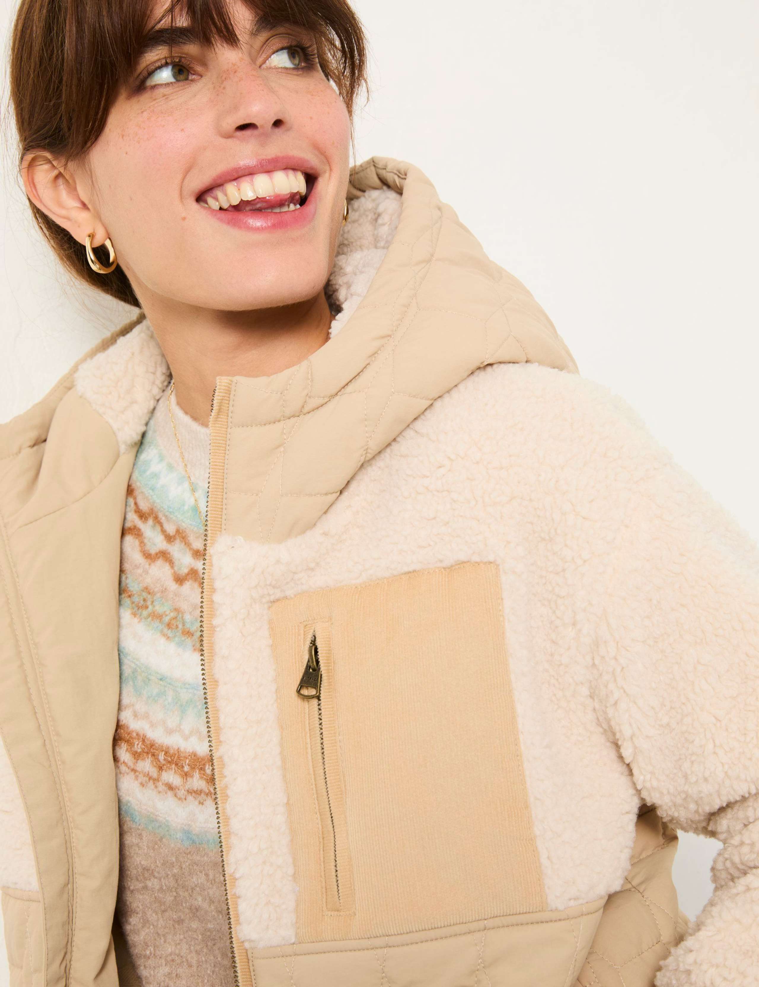 Teddy Fleece Hooded Quilted Jacket 4 of 5