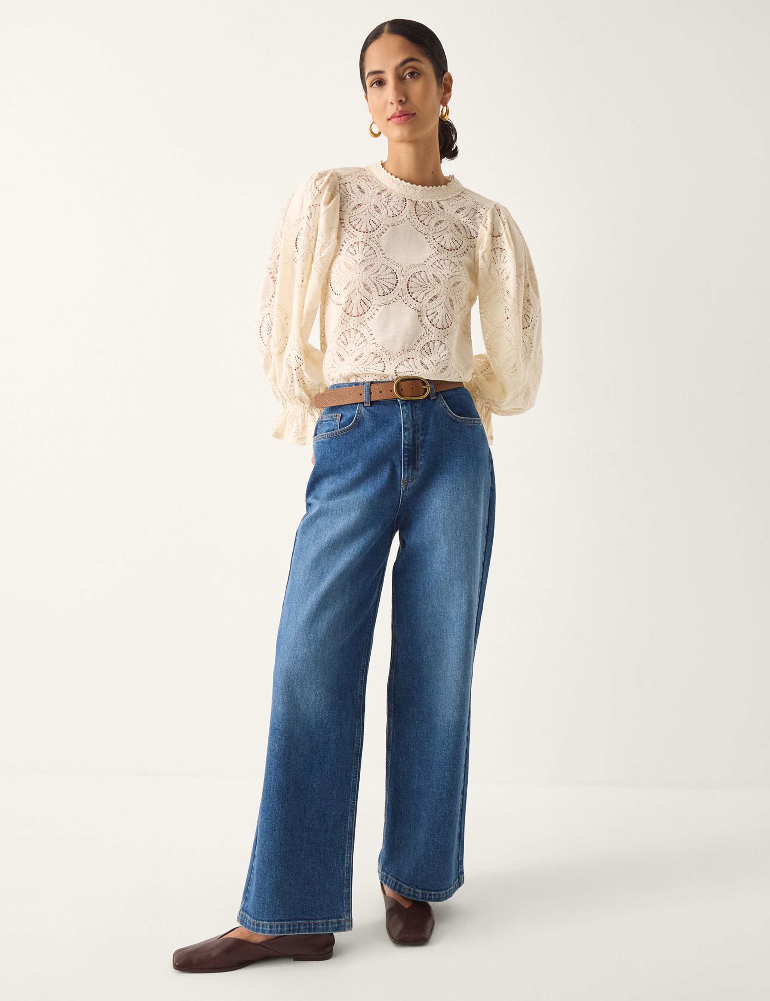 Cotton Rich Lace Insert Blouse 3 of 5