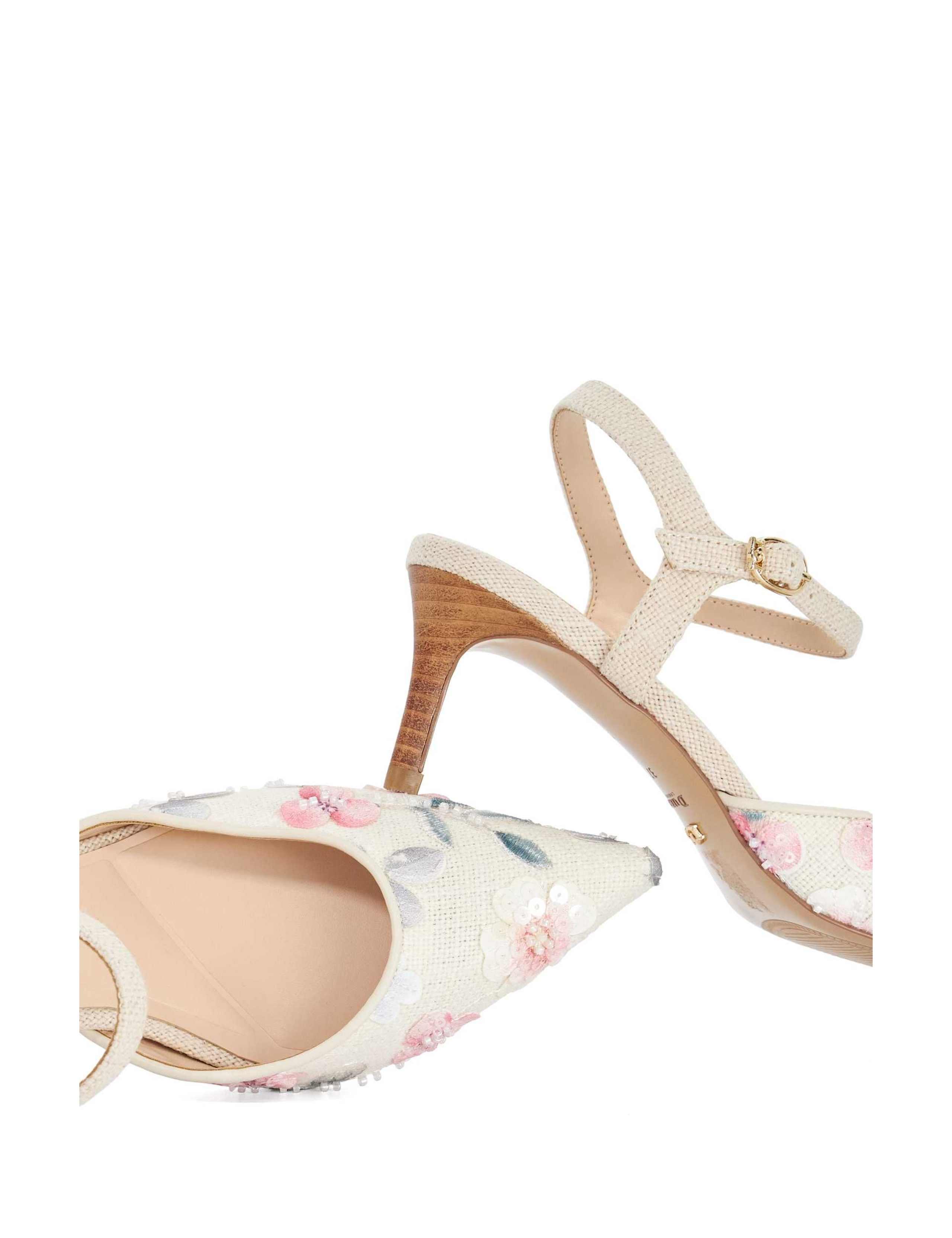 Linen Floral Stiletto Heel Court Shoes 5 of 5
