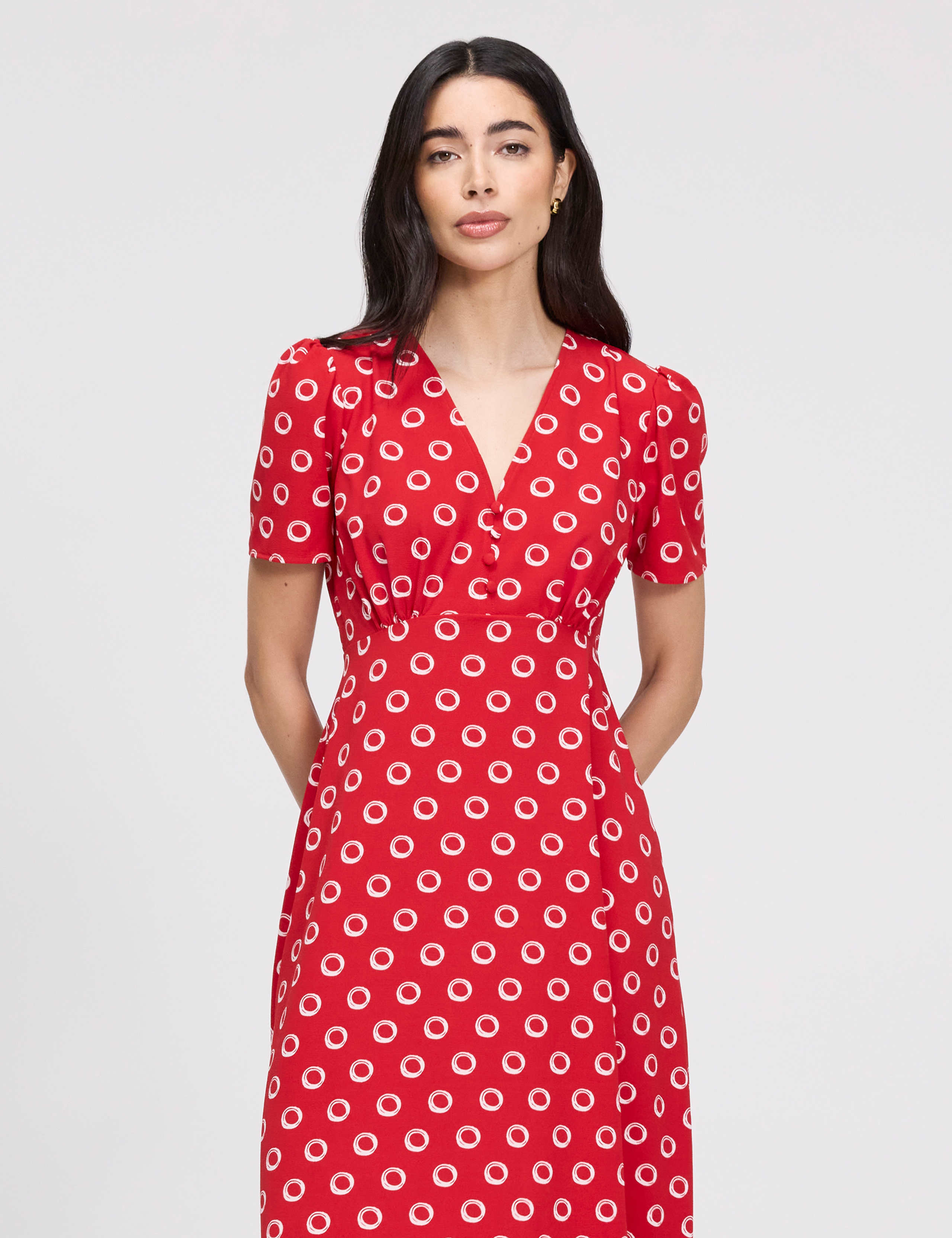 Printed V-Neck Midi Tea Dress 5 of 8
