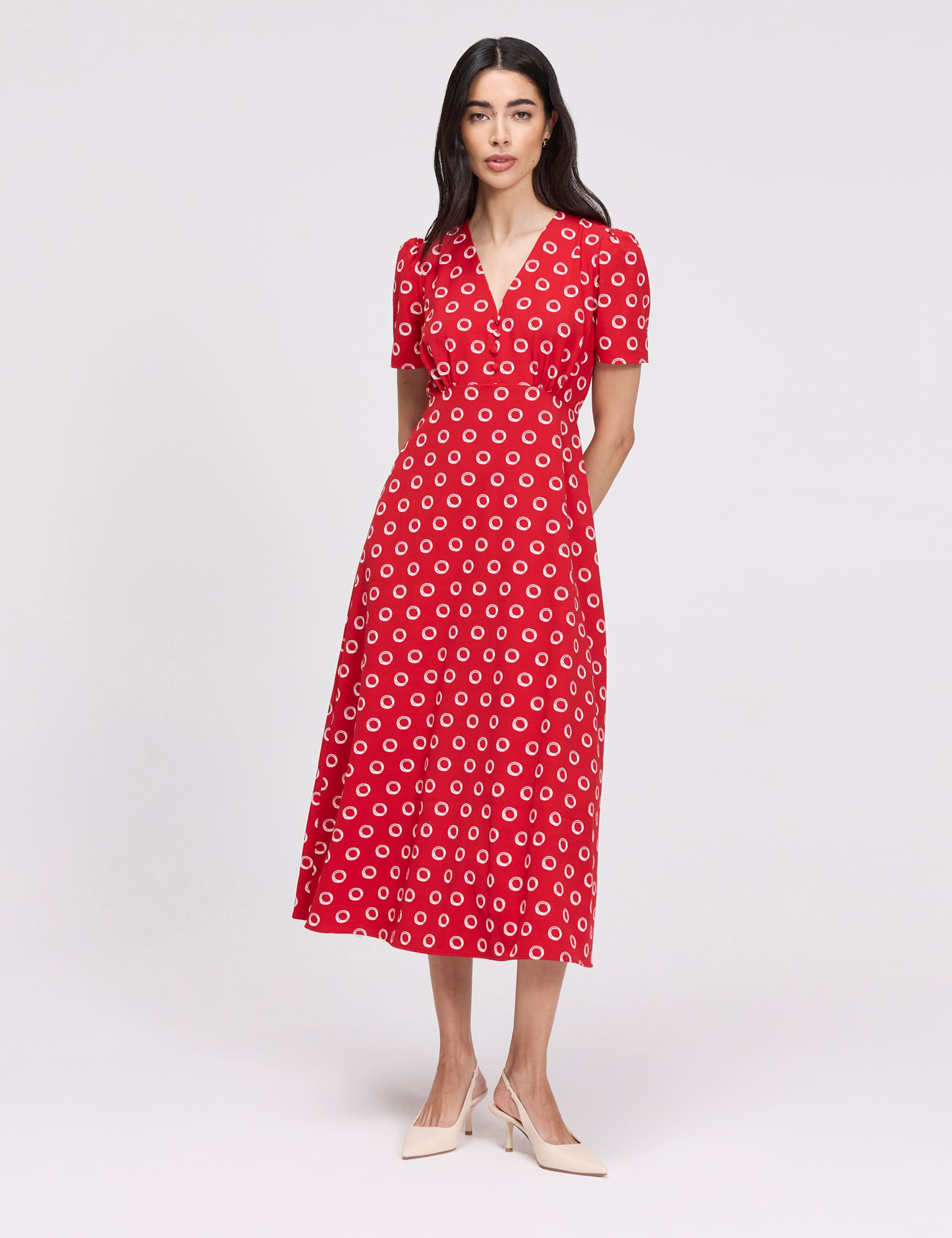 Printed V-Neck Midi Tea Dress 6 of 8