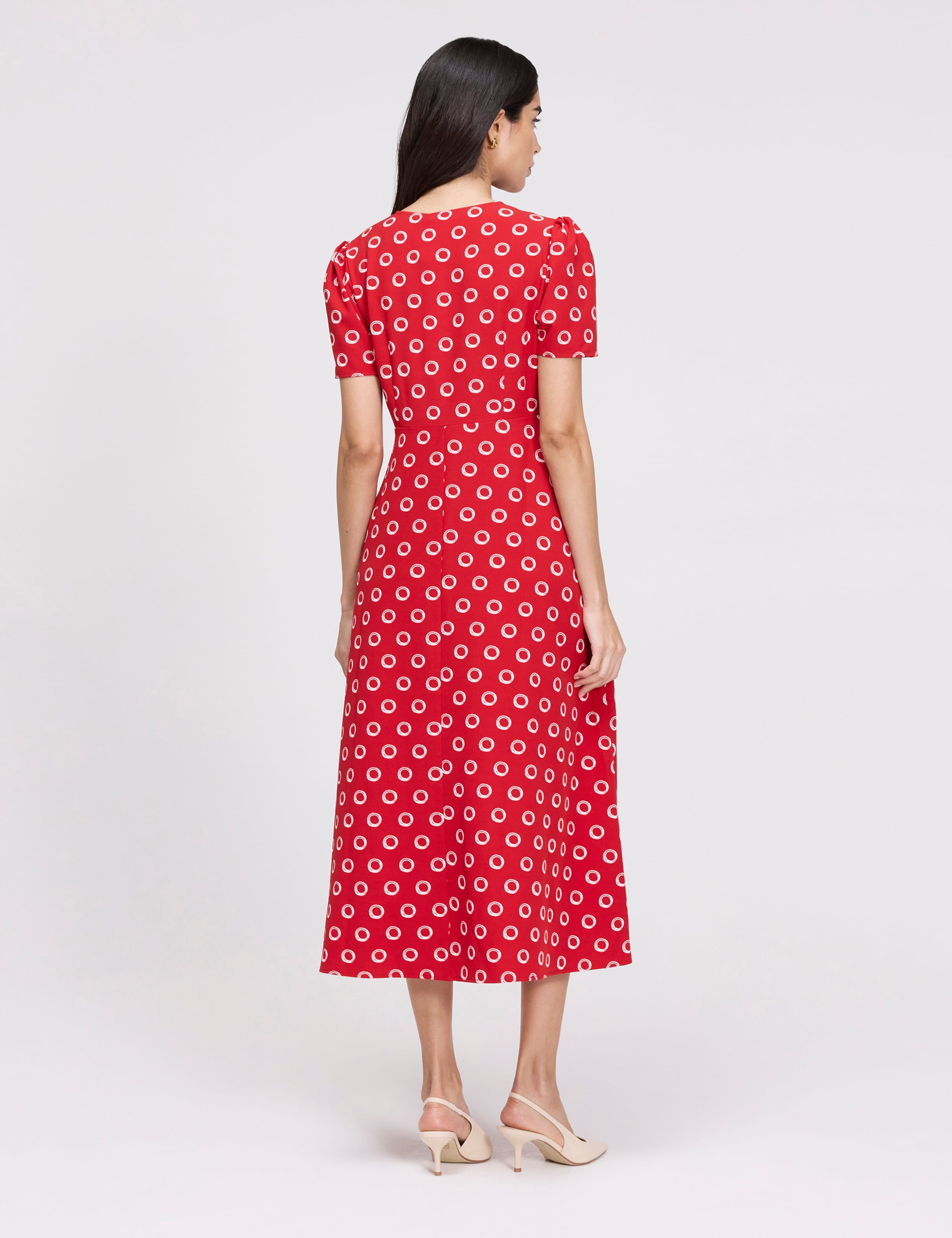 Printed V-Neck Midi Tea Dress 8 of 8