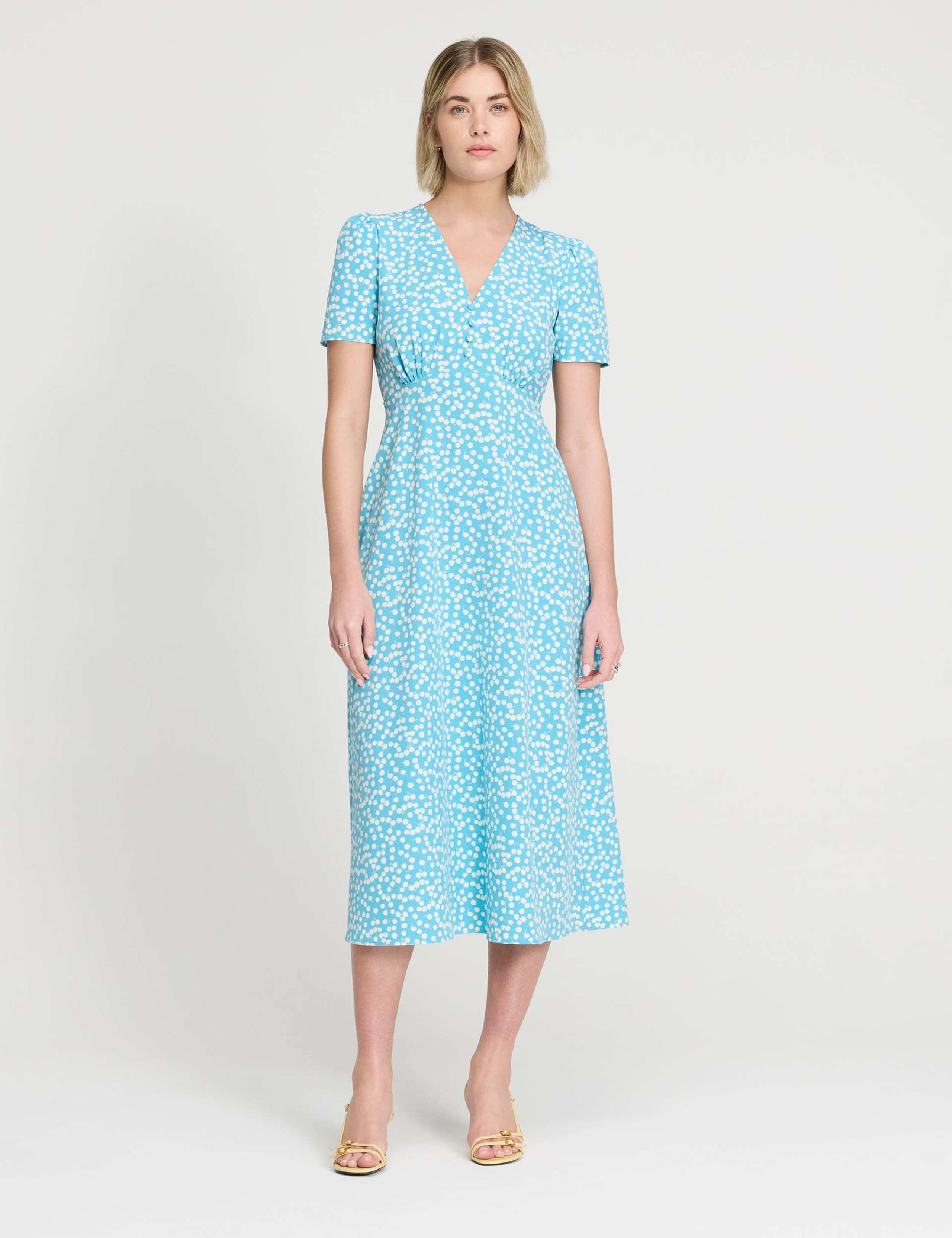 Printed V-Neck Midi Tea Dress 1 of 6
