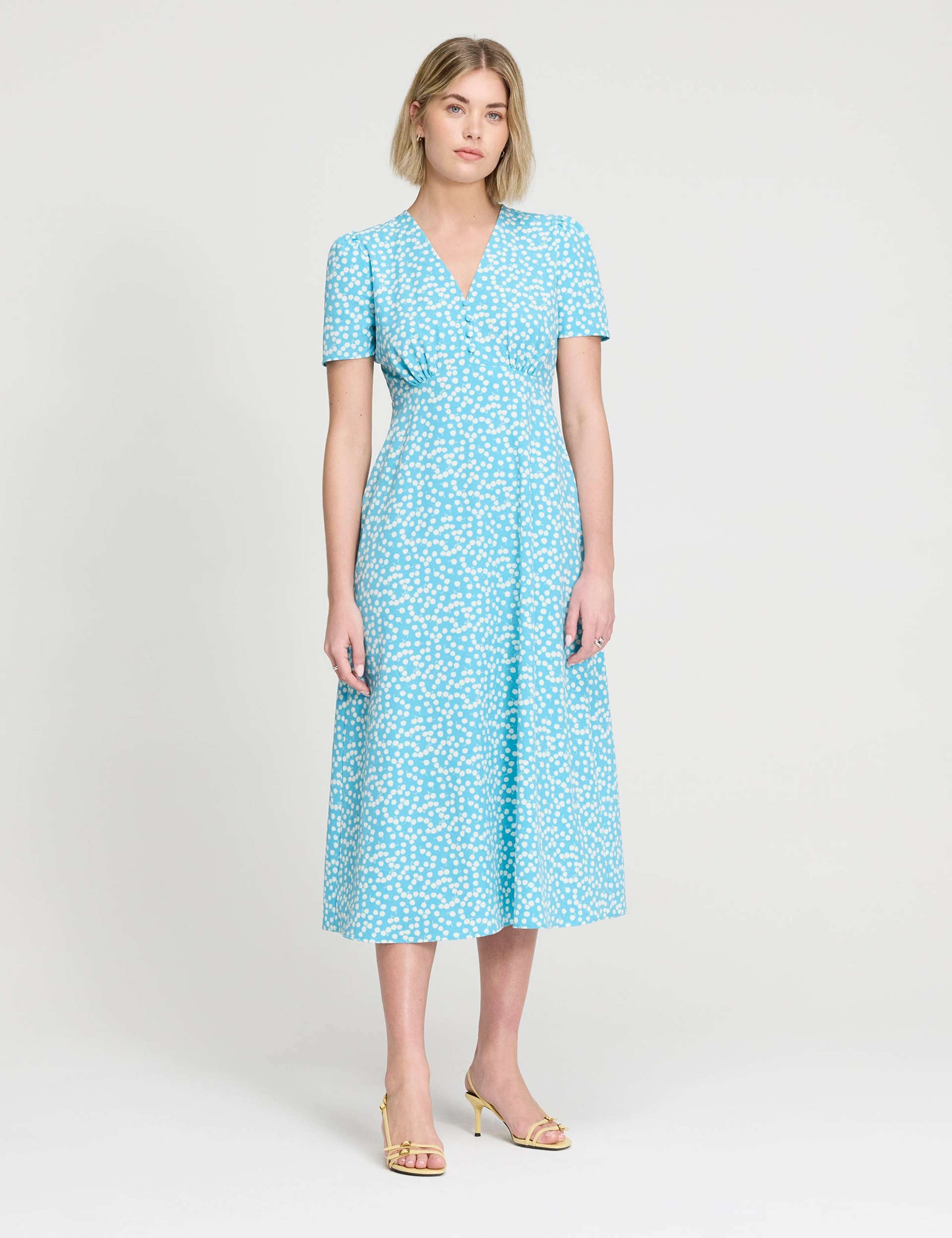 Printed V-Neck Midi Tea Dress 2 of 6