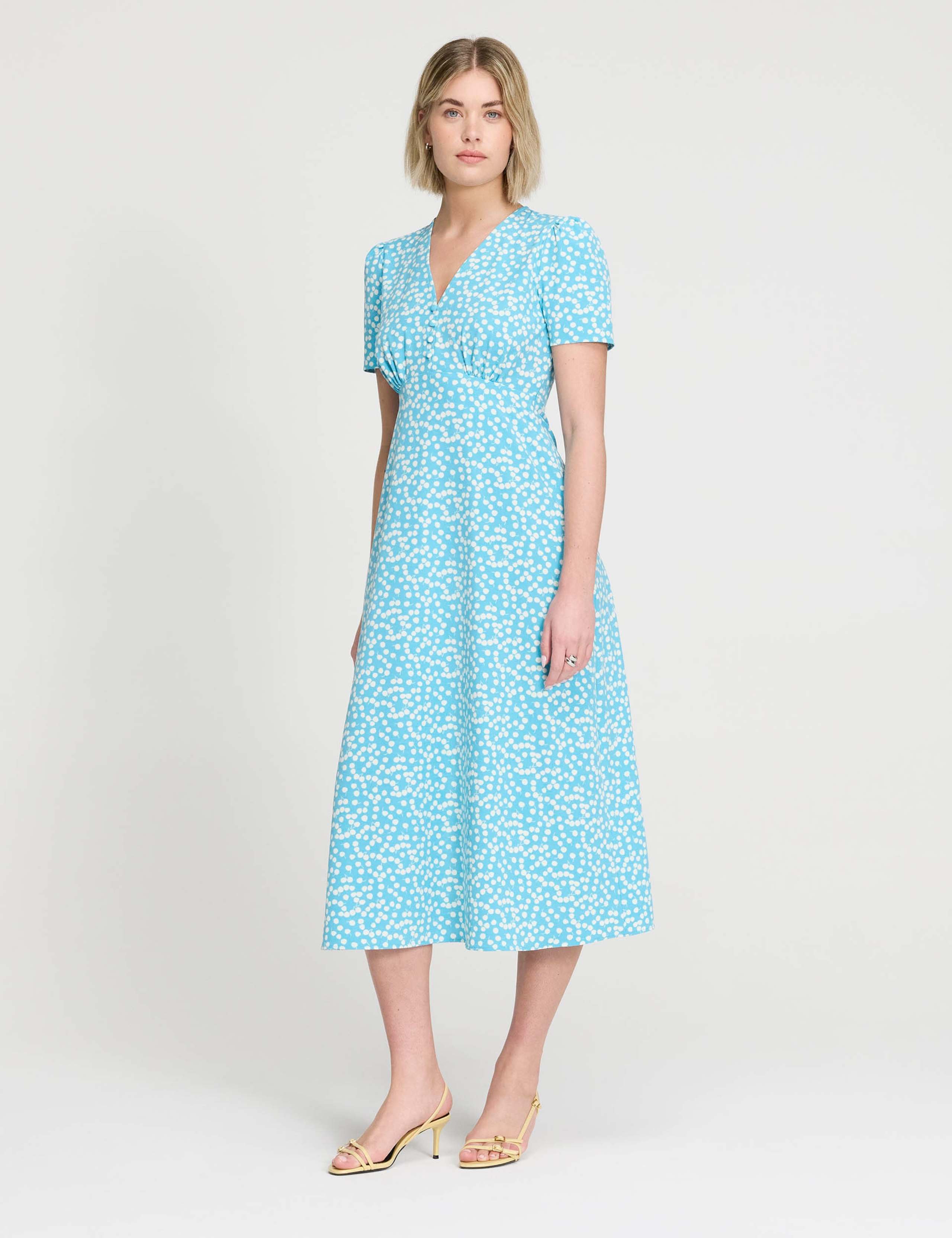 Printed V-Neck Midi Tea Dress 3 of 6