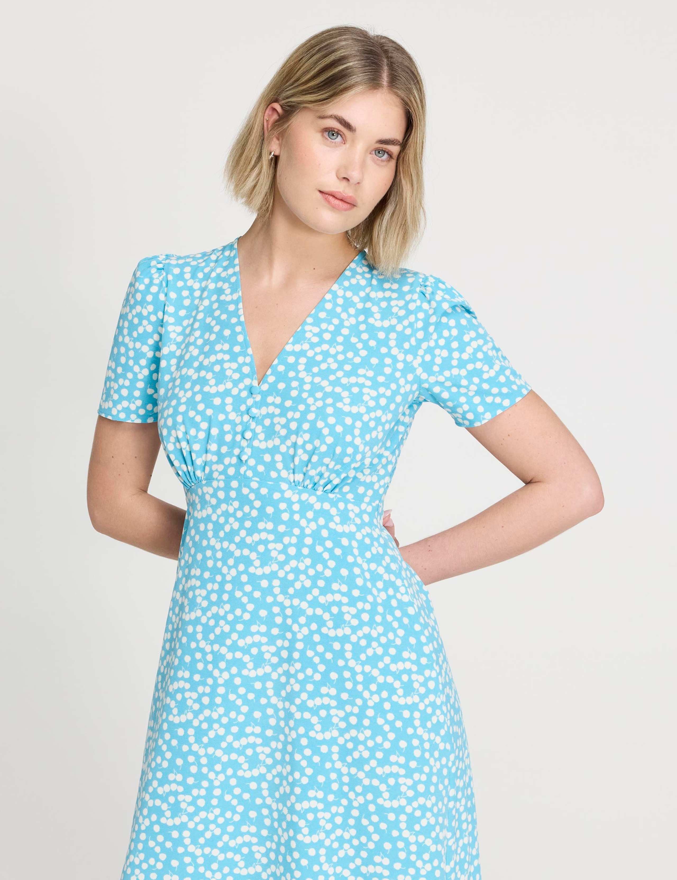 Printed V-Neck Midi Tea Dress 5 of 6