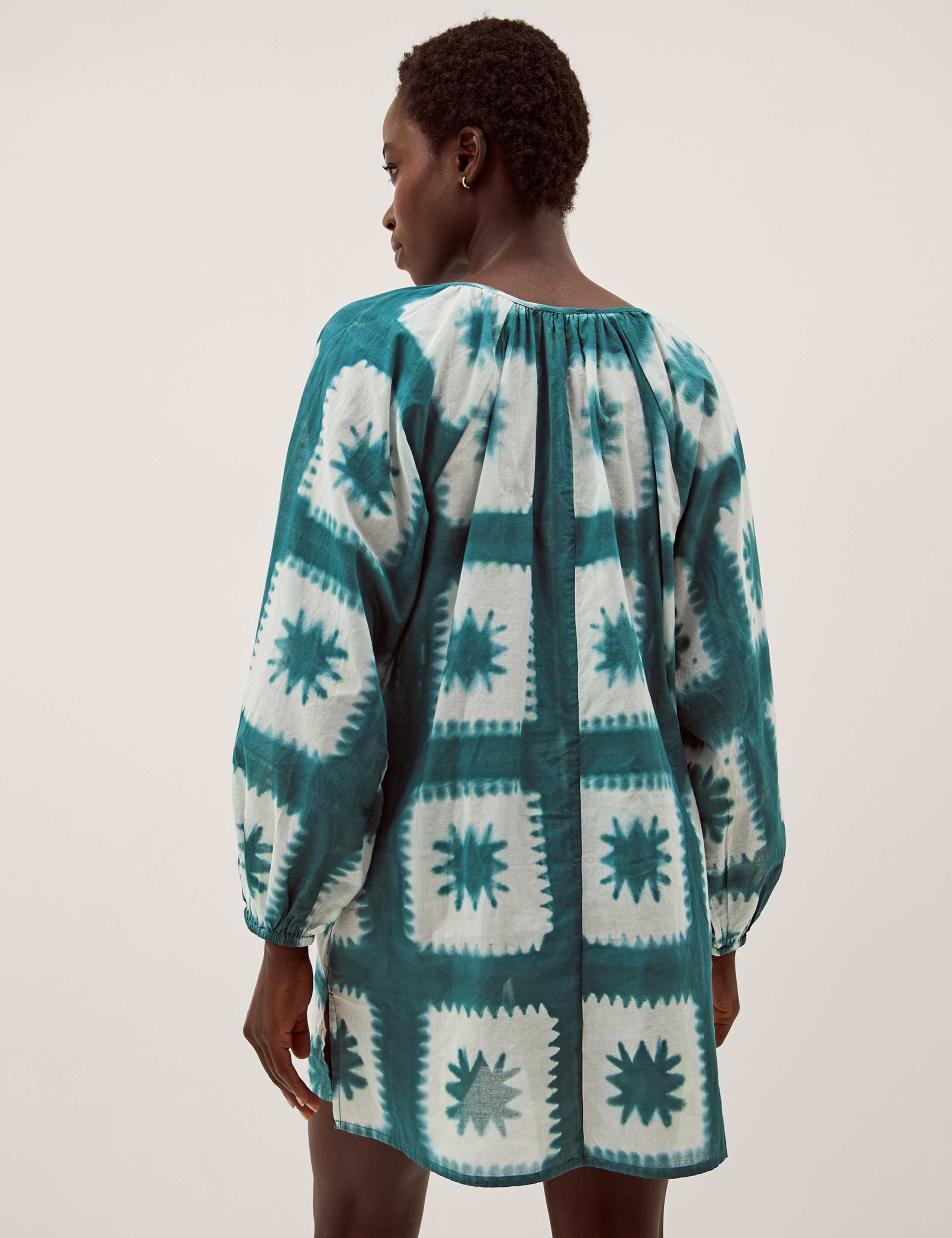 Pure Cotton Printed V-Neck Maxi Kaftan 3 of 5