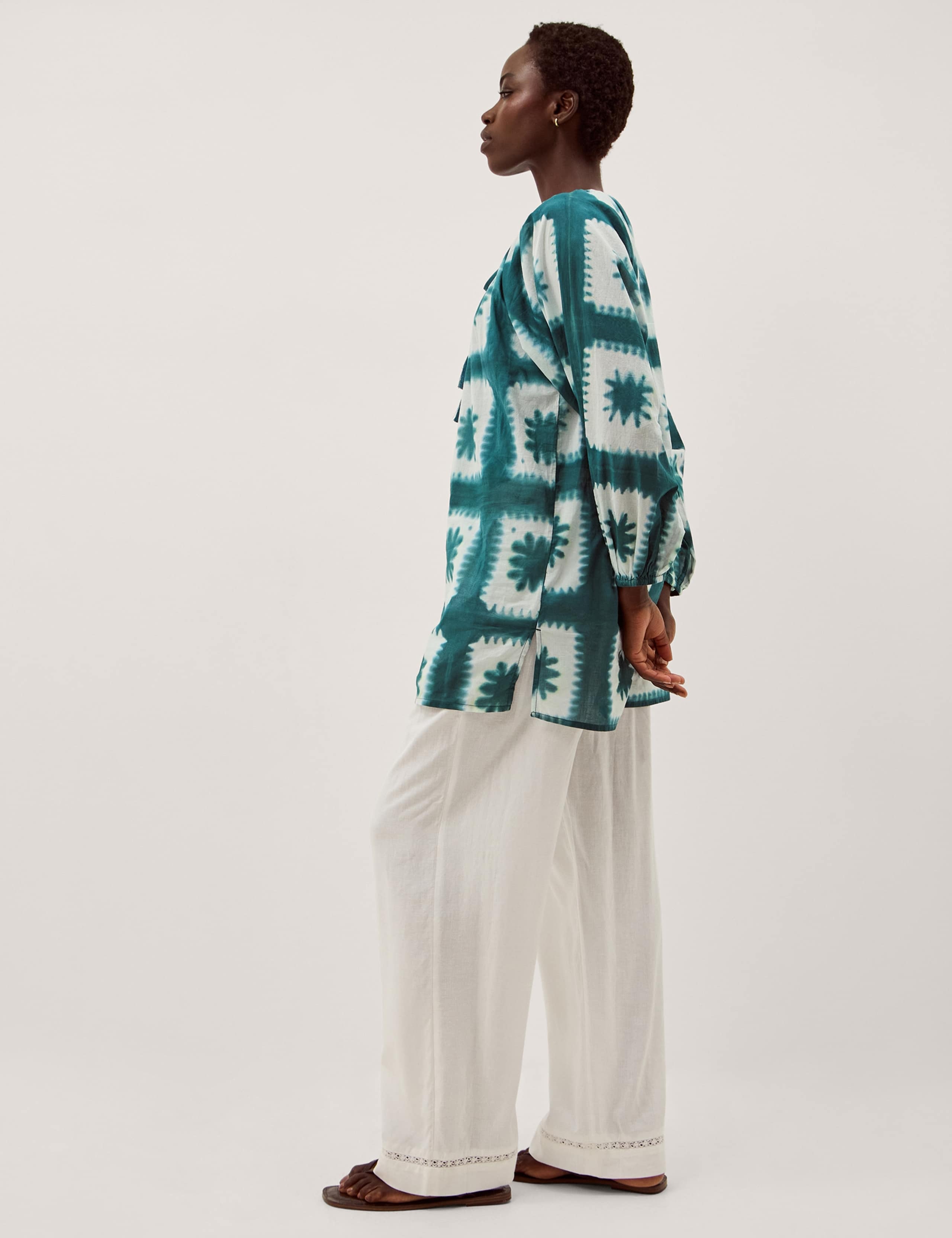 Pure Cotton Printed V-Neck Maxi Kaftan 4 of 5