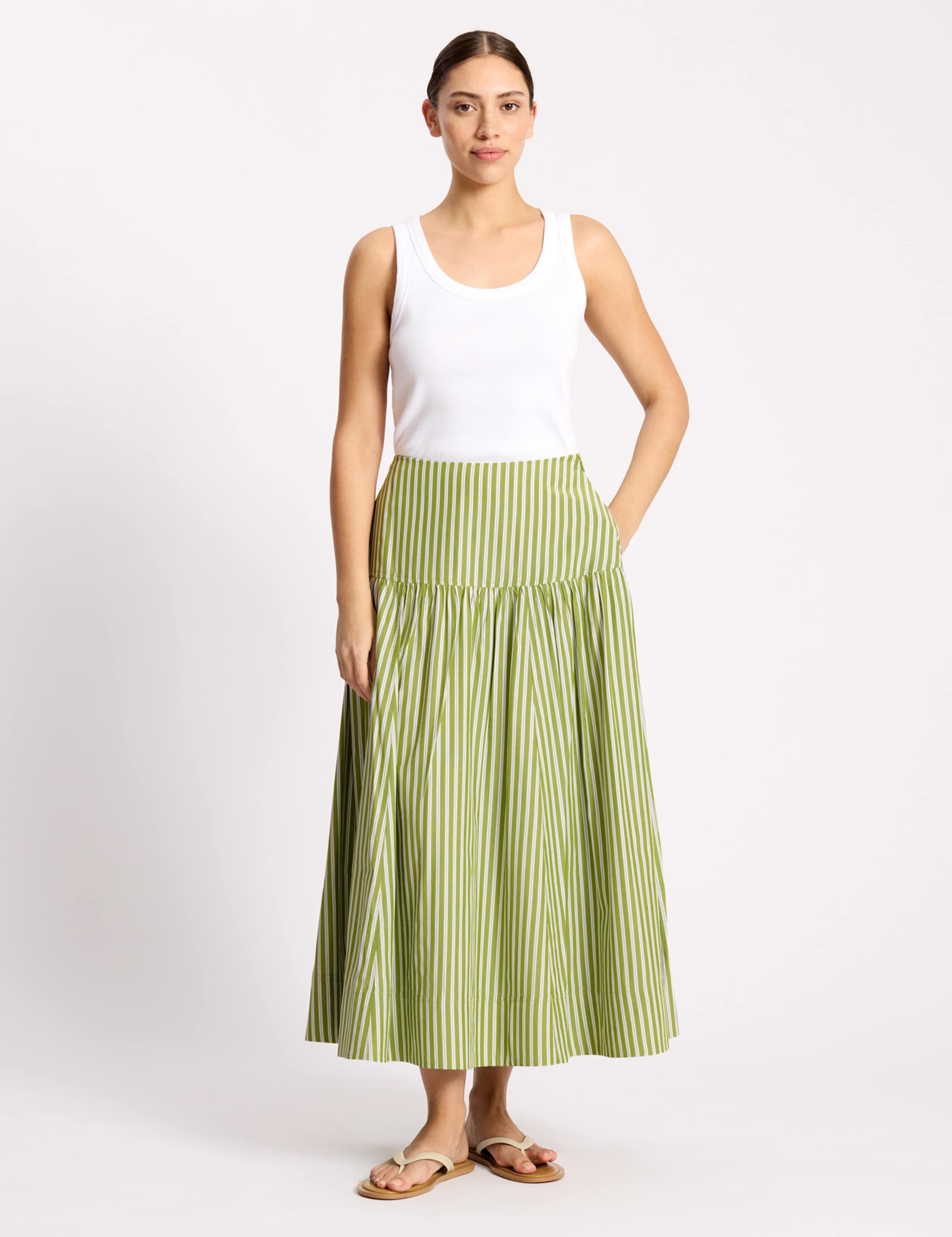 Striped Midi Tiered Skirt 1 of 5