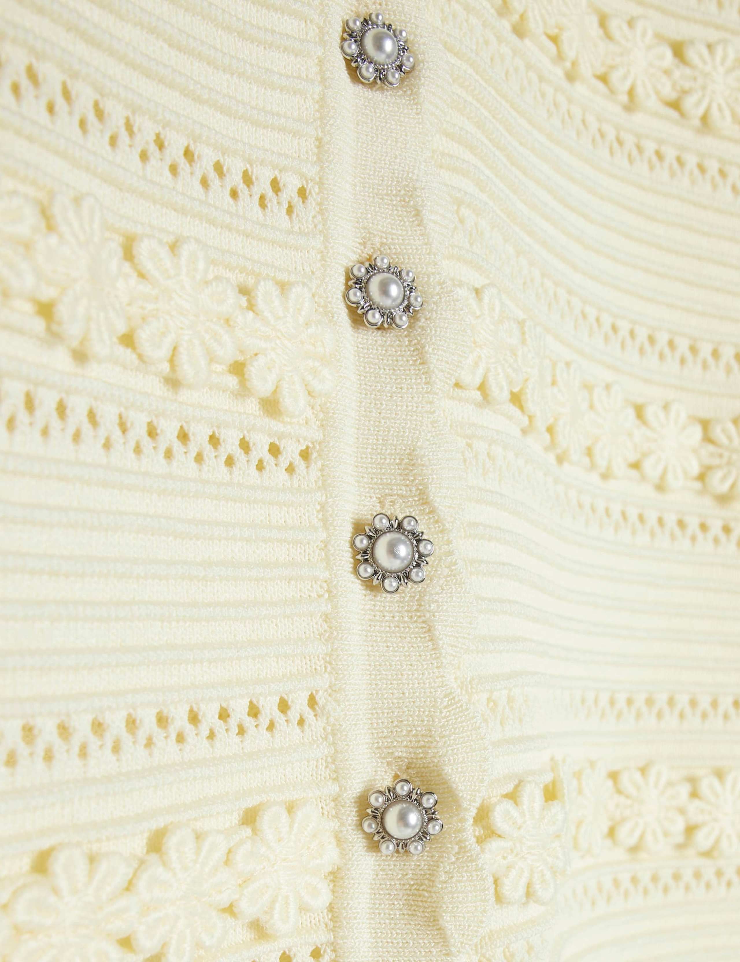 Pointelle Daisy Collared Fitted Cardigan 5 of 6
