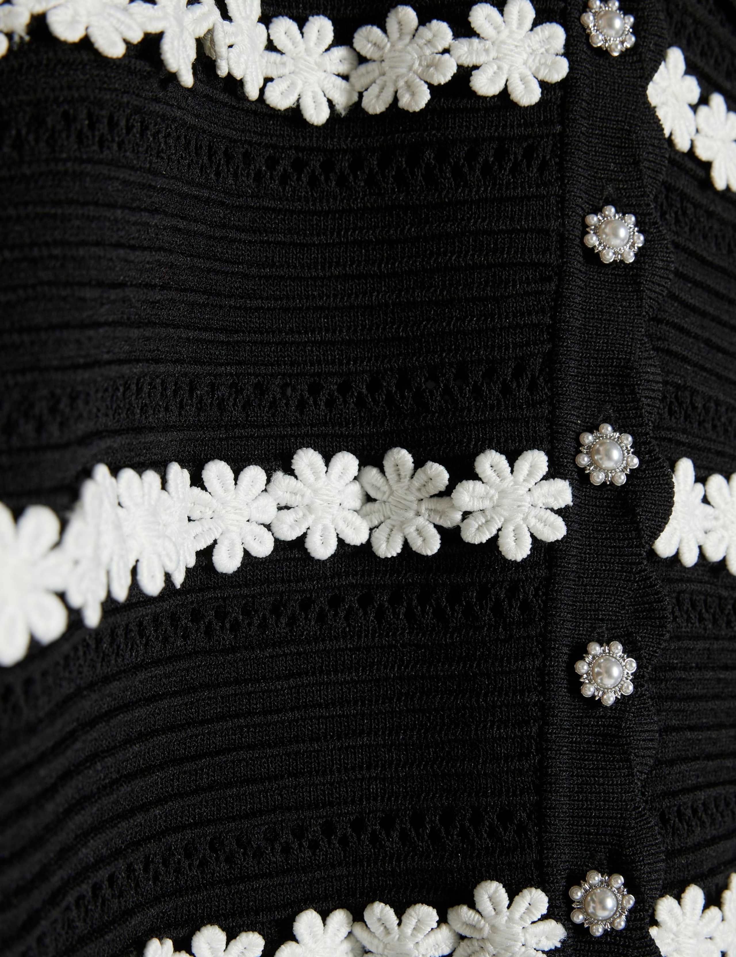 Pointelle Daisy Collared Fitted Cardigan 3 of 6