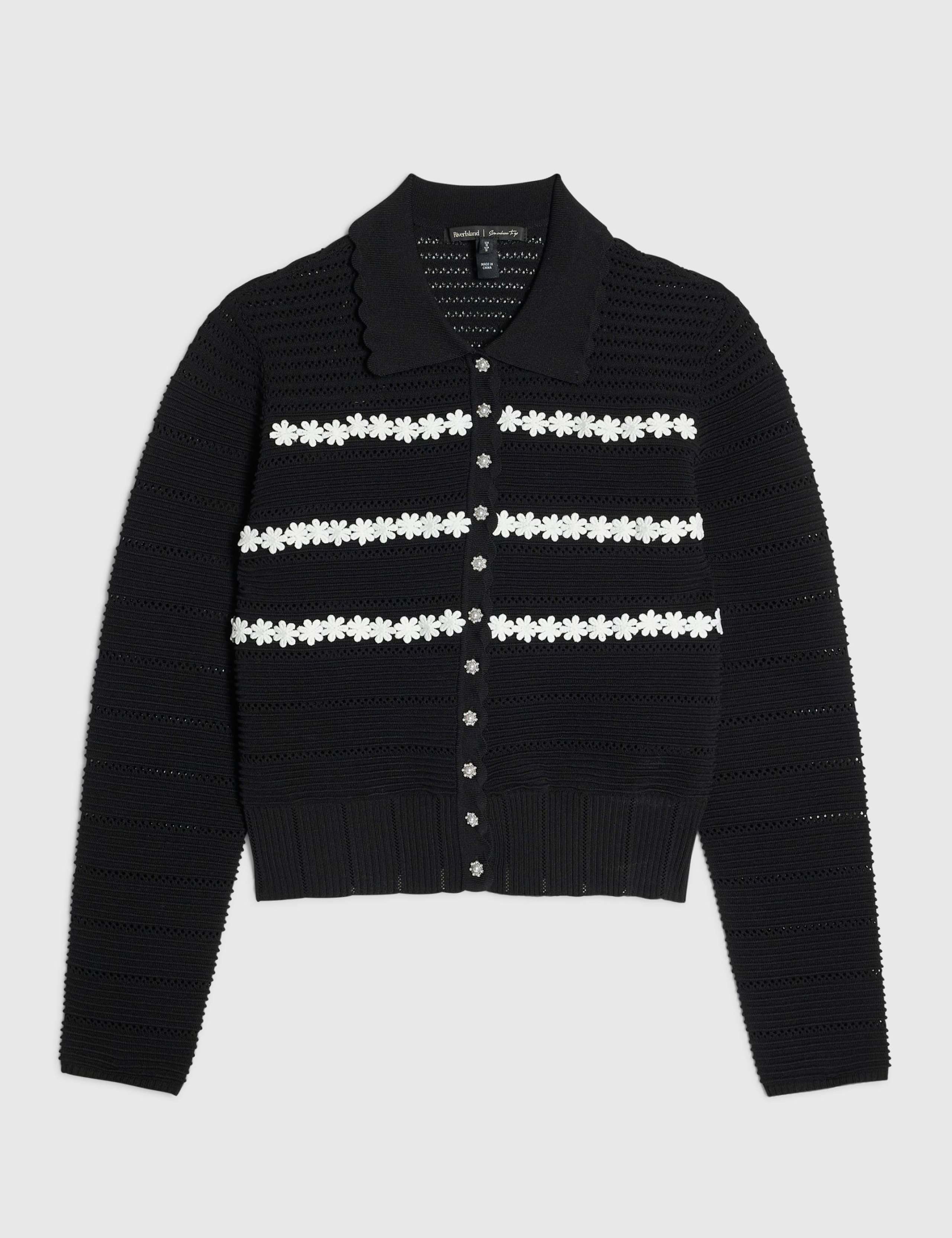 Pointelle Daisy Collared Fitted Cardigan 4 of 6
