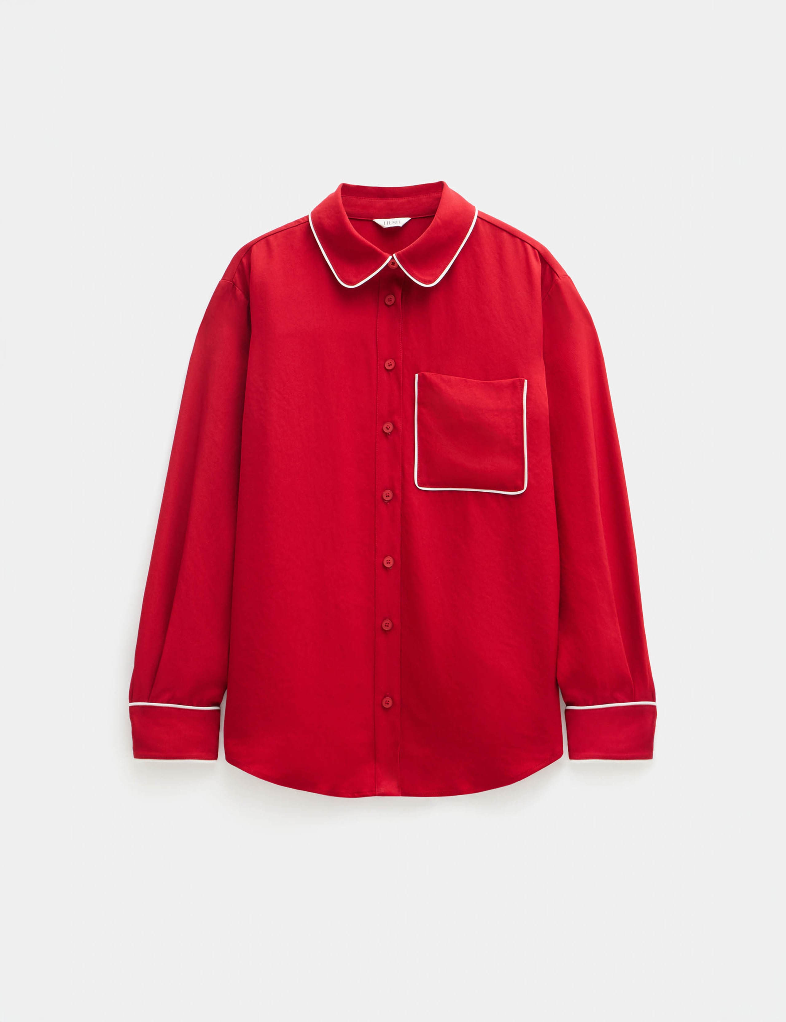 Satin Relaxed Piping Detail Shirt 2 of 5