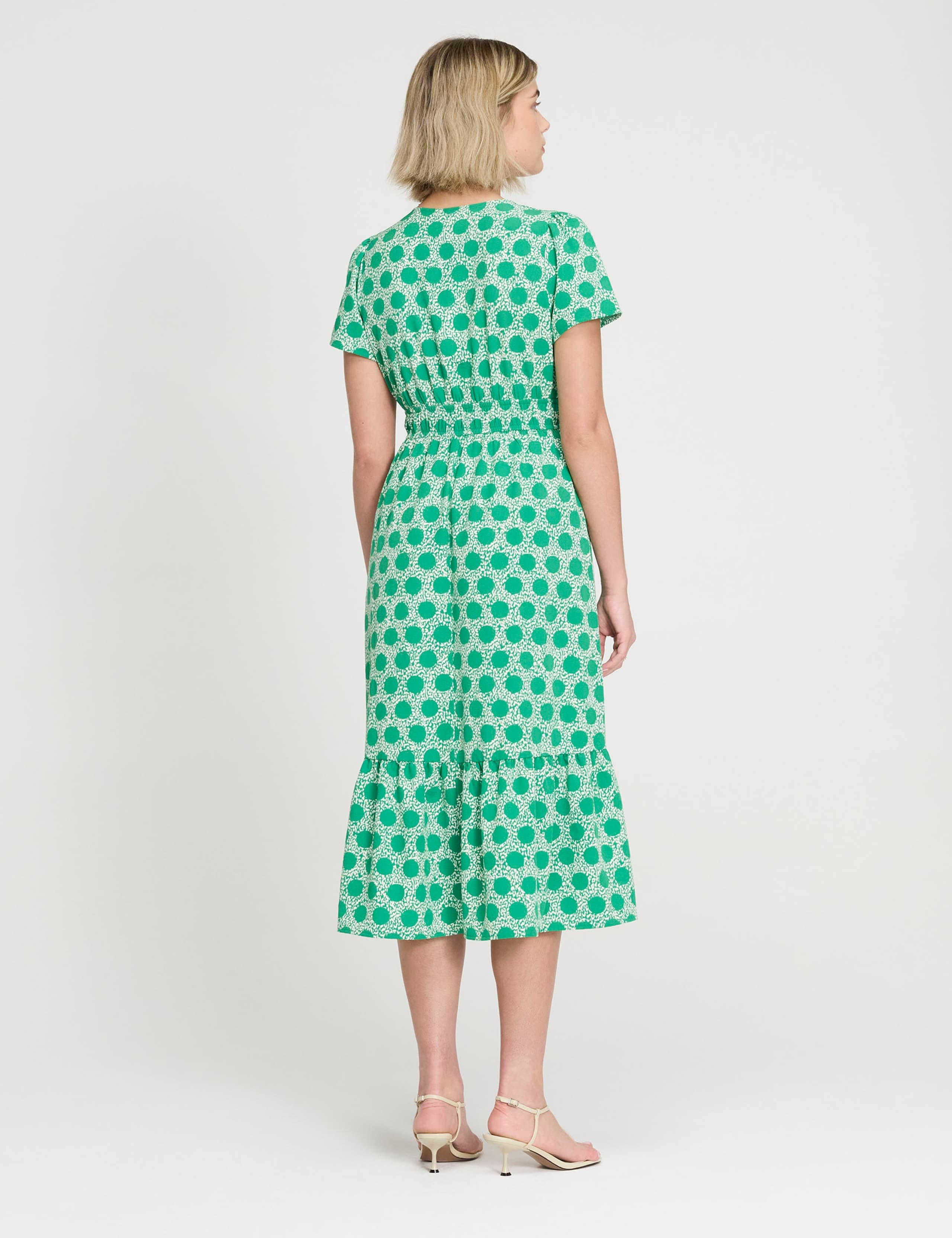 Spot Print V-Neck Midi Relaxed Tea Dress 4 of 7