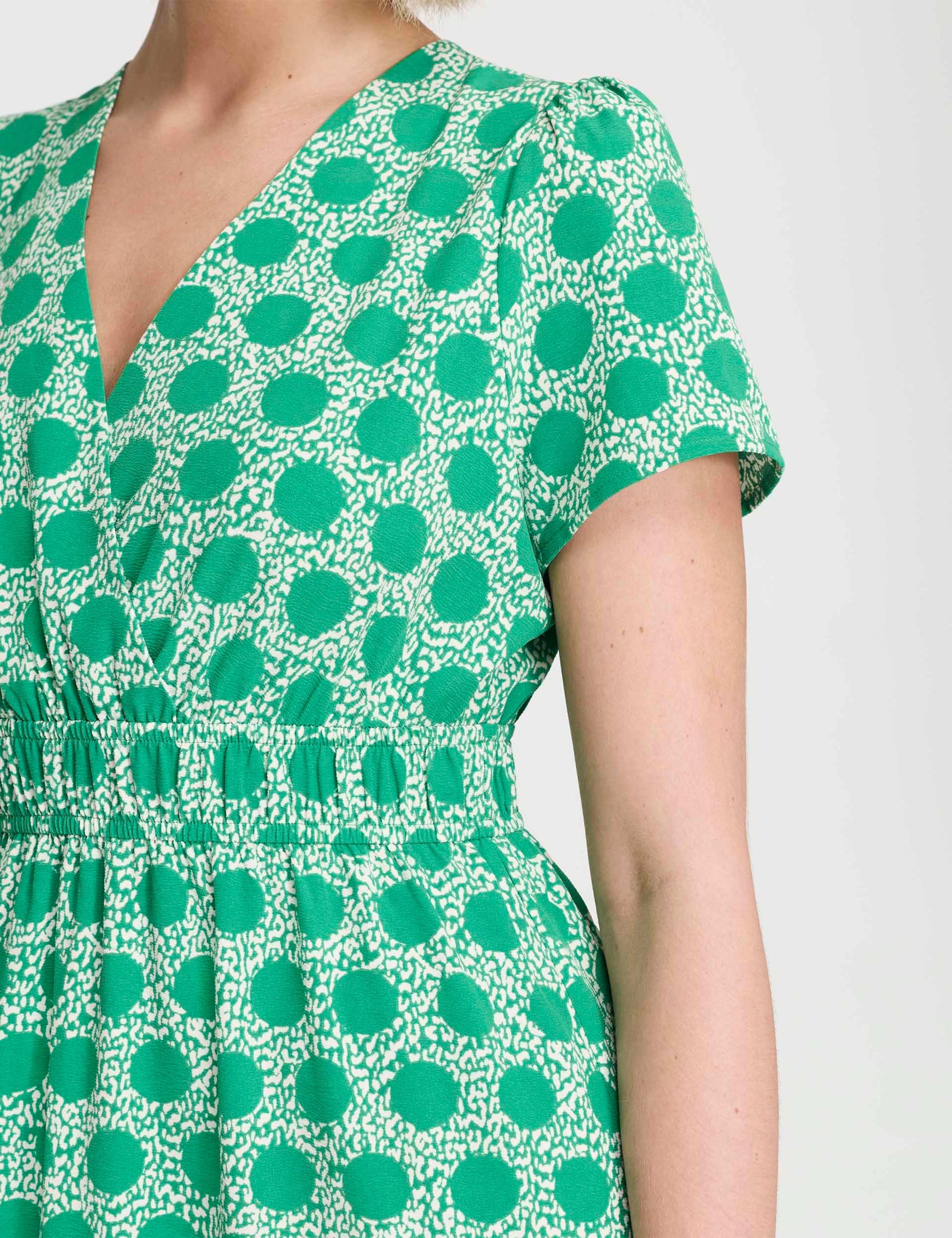 Spot Print V-Neck Midi Relaxed Tea Dress 7 of 7