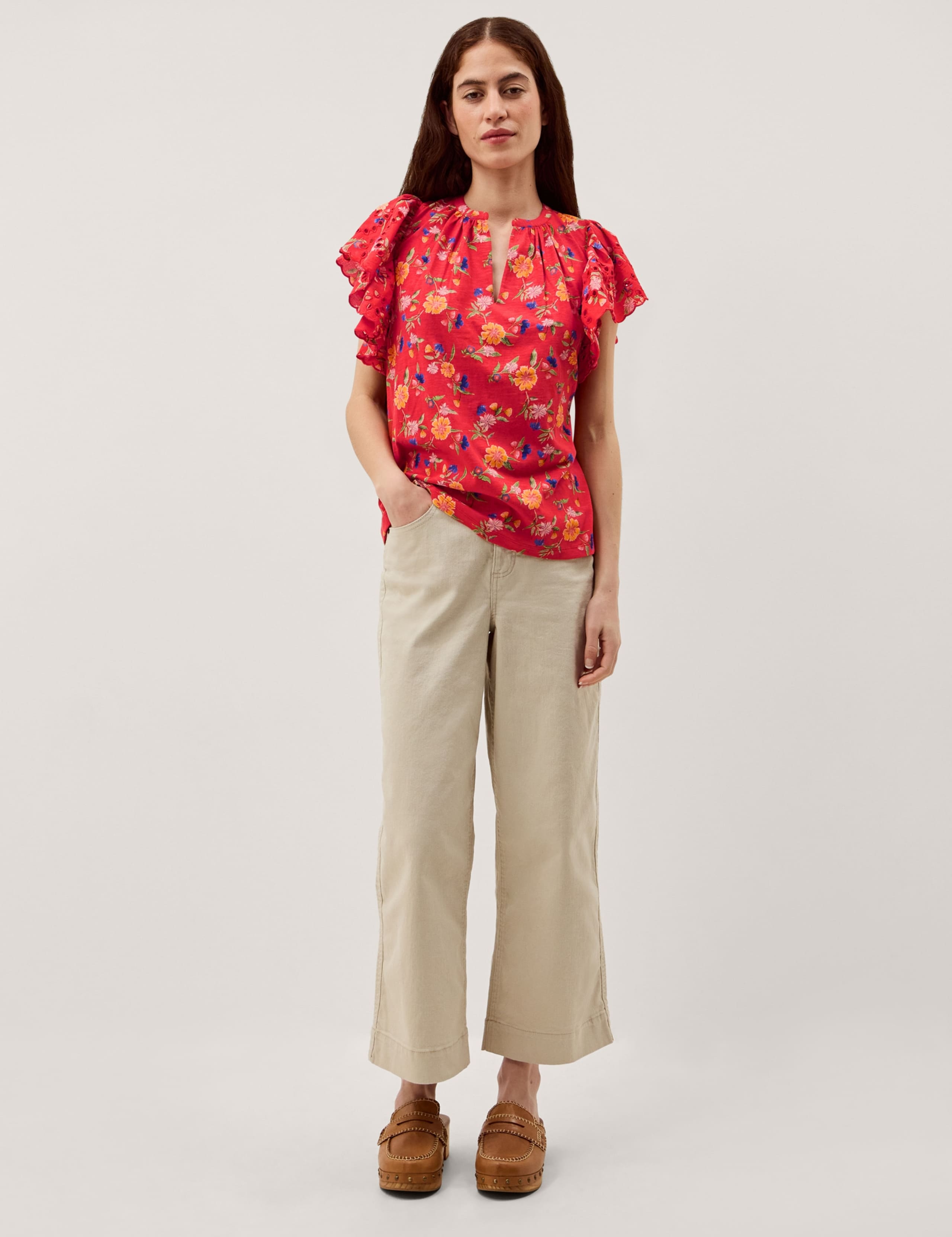 Pure Cotton Floral Notch Neck Blouse 2 of 4