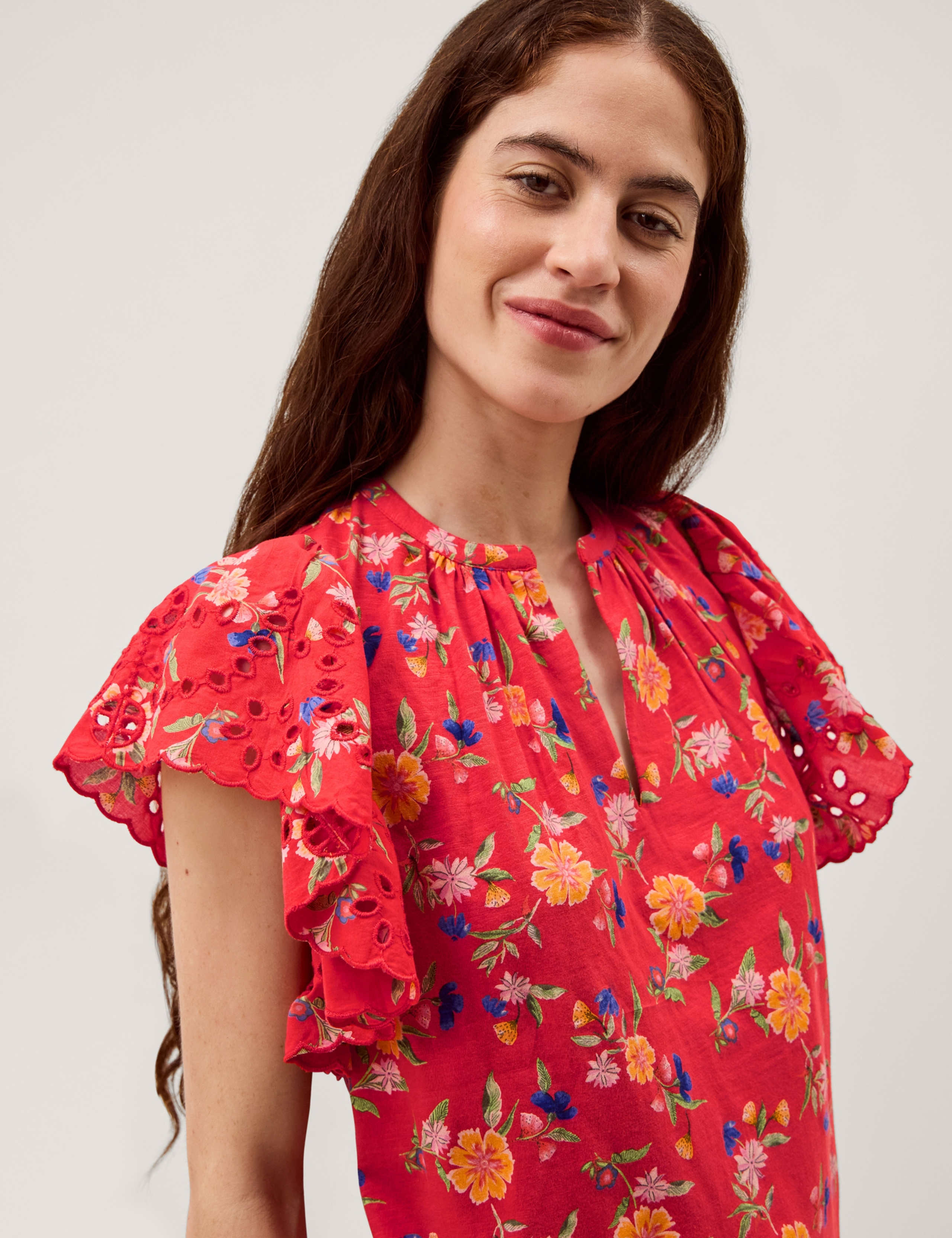 Pure Cotton Floral Notch Neck Blouse 3 of 4