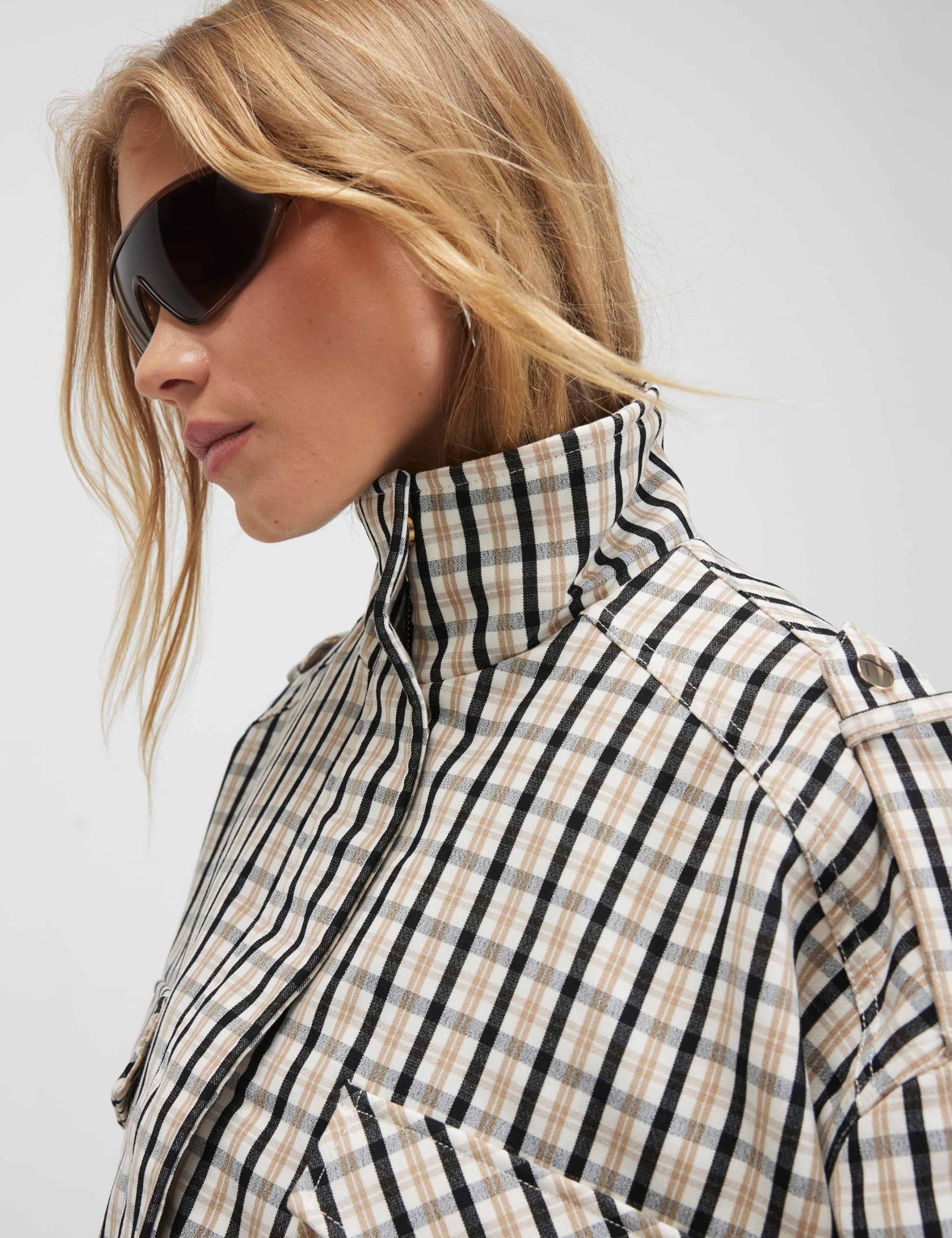 Checked Oversized Funnel Neck Bomber Jacket 4 of 5