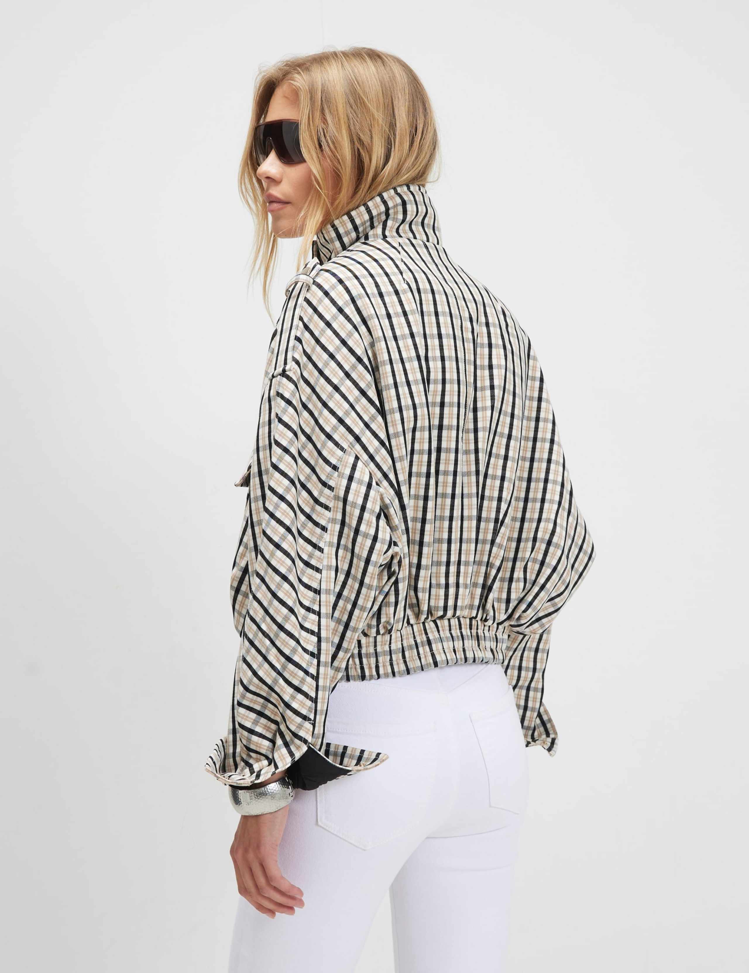 Checked Oversized Funnel Neck Bomber Jacket 5 of 5