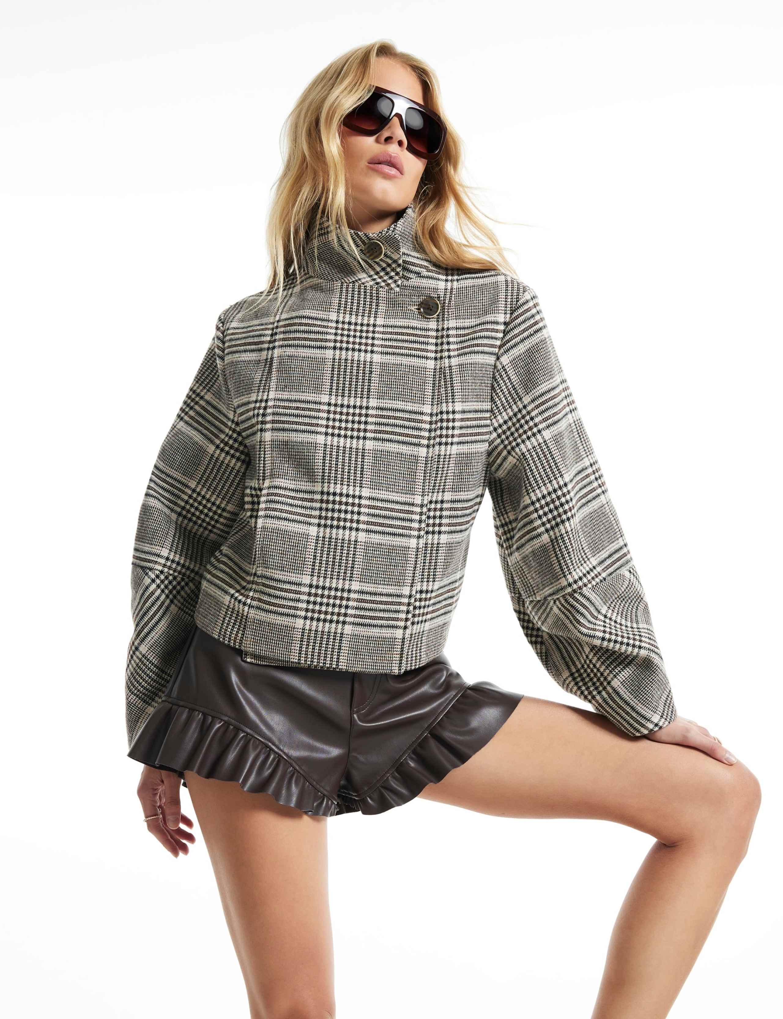 Checked Lightweight Funnel Neck Jacket 1 of 6
