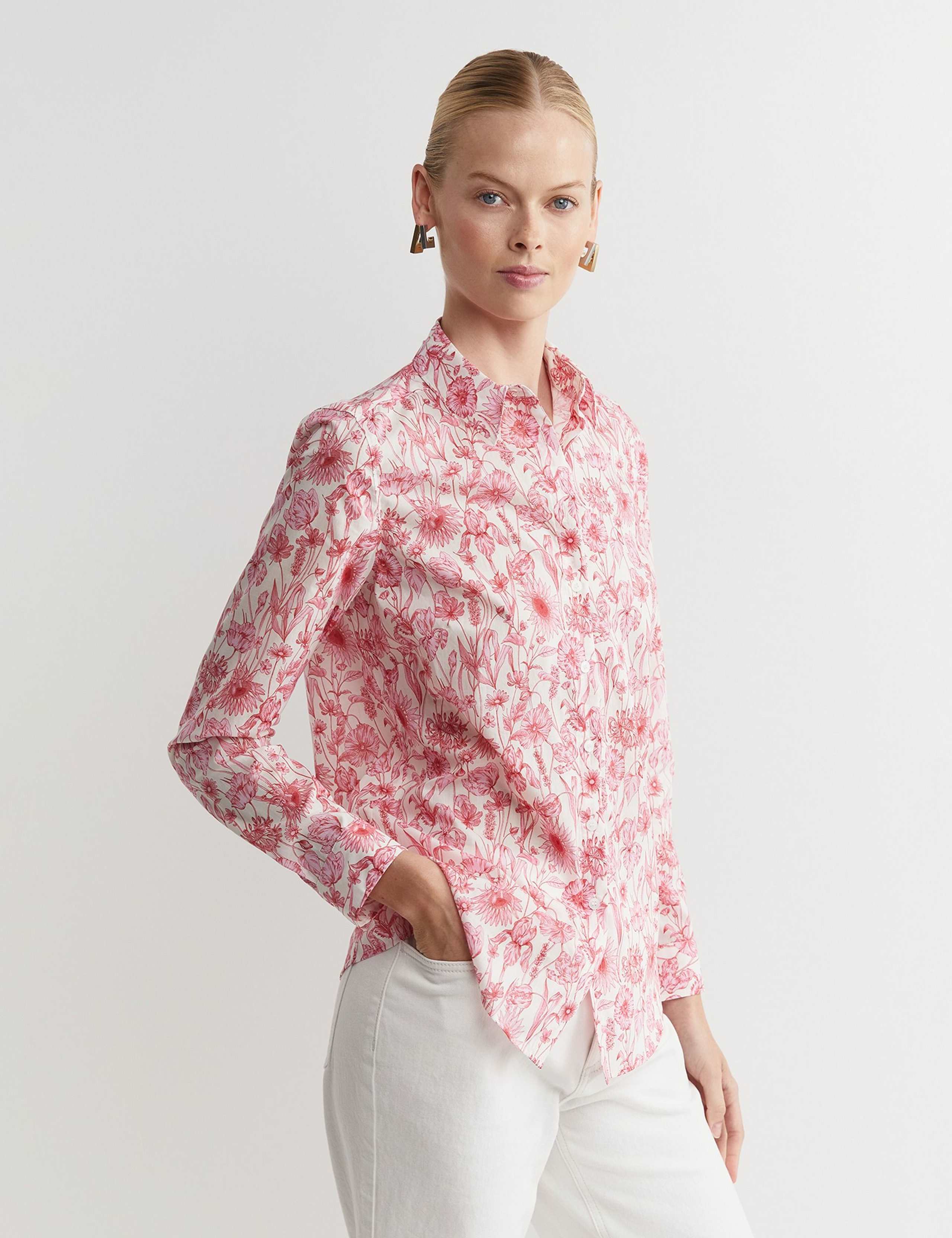 Pure Cotton Floral Collared Shirt 3 of 4