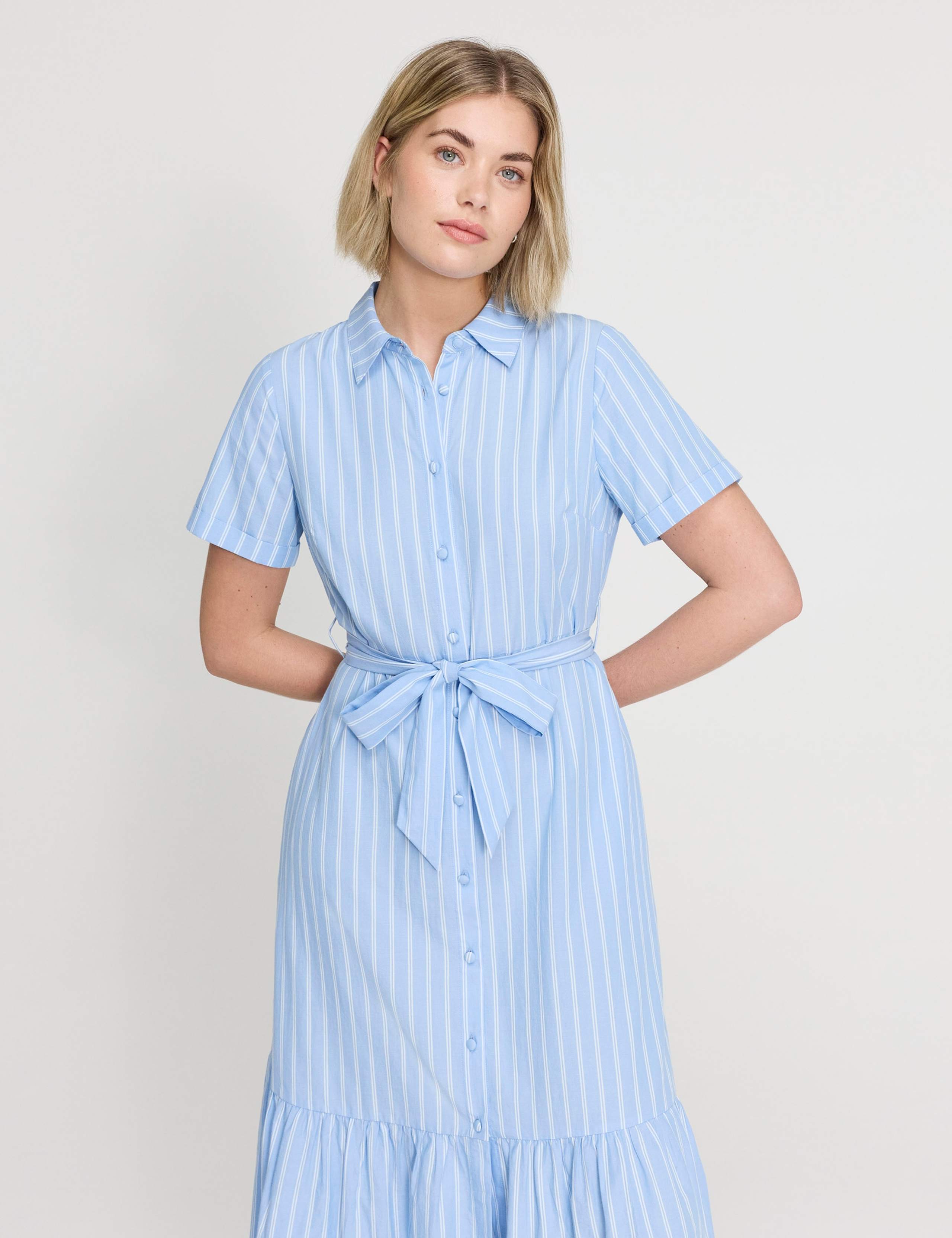 Pure Cotton Striped Midi Shirt Dress 4 of 7