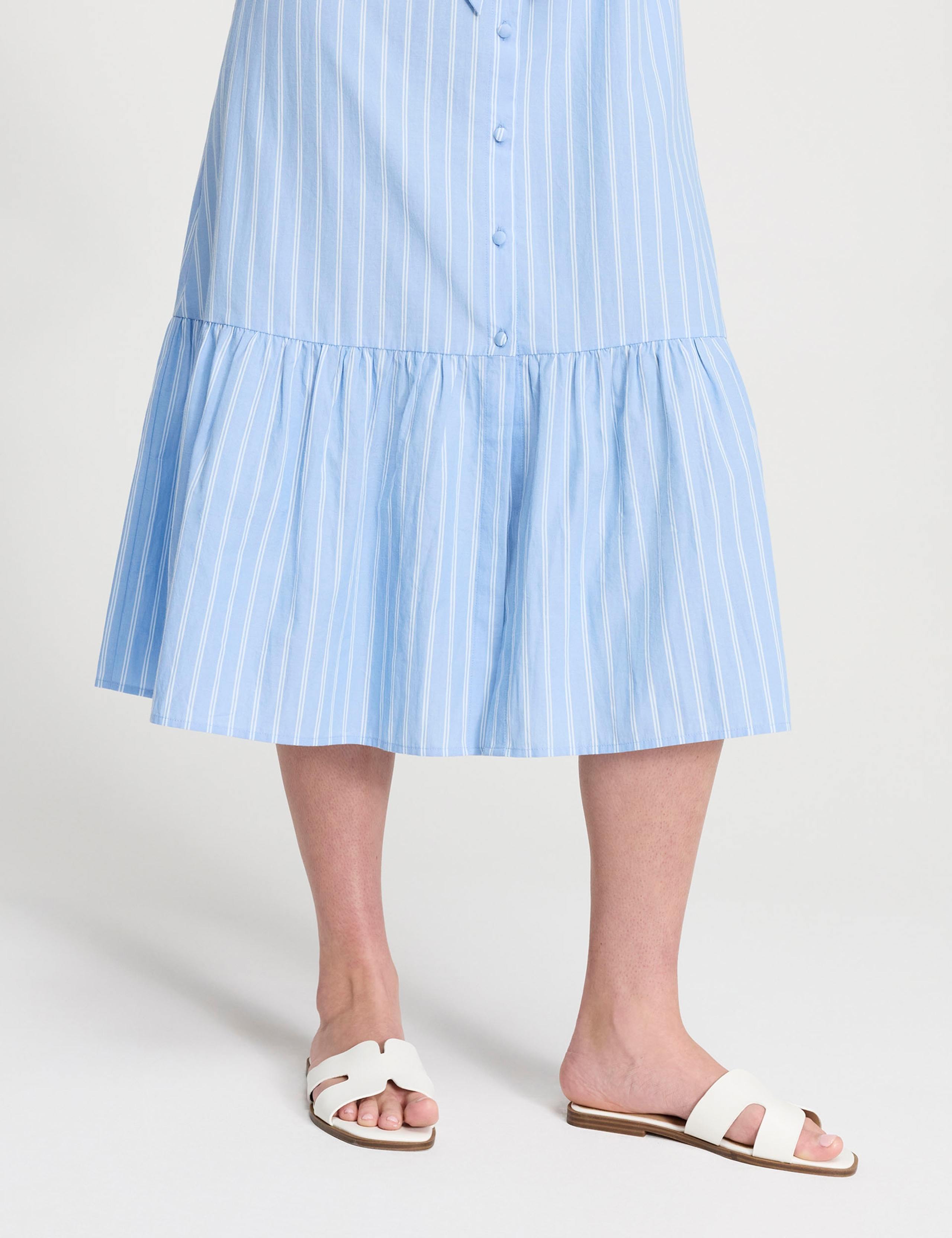 Pure Cotton Striped Midi Shirt Dress 7 of 7