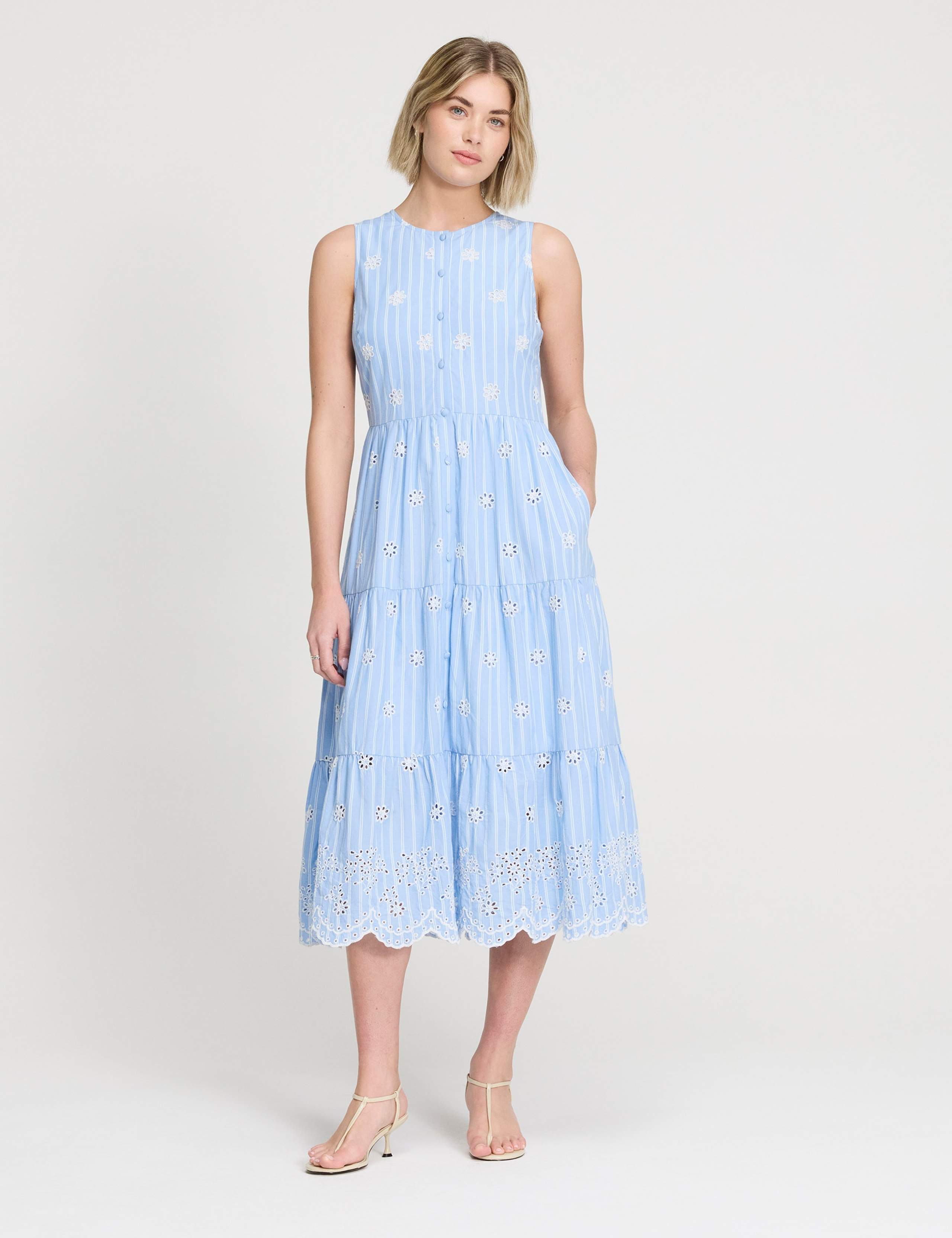 Pure Cotton Striped Midi Tiered Dress 2 of 7