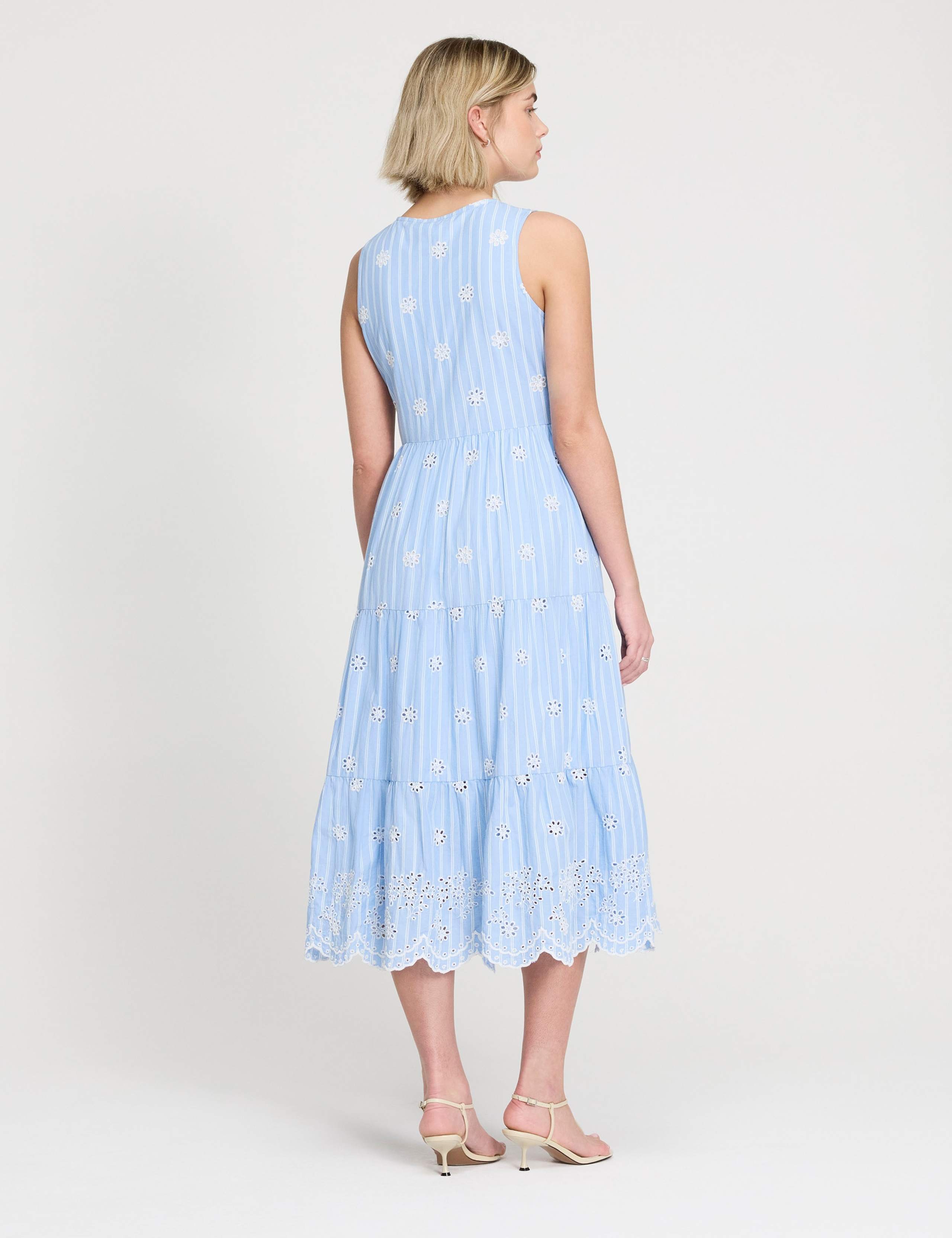 Pure Cotton Striped Midi Tiered Dress 3 of 7