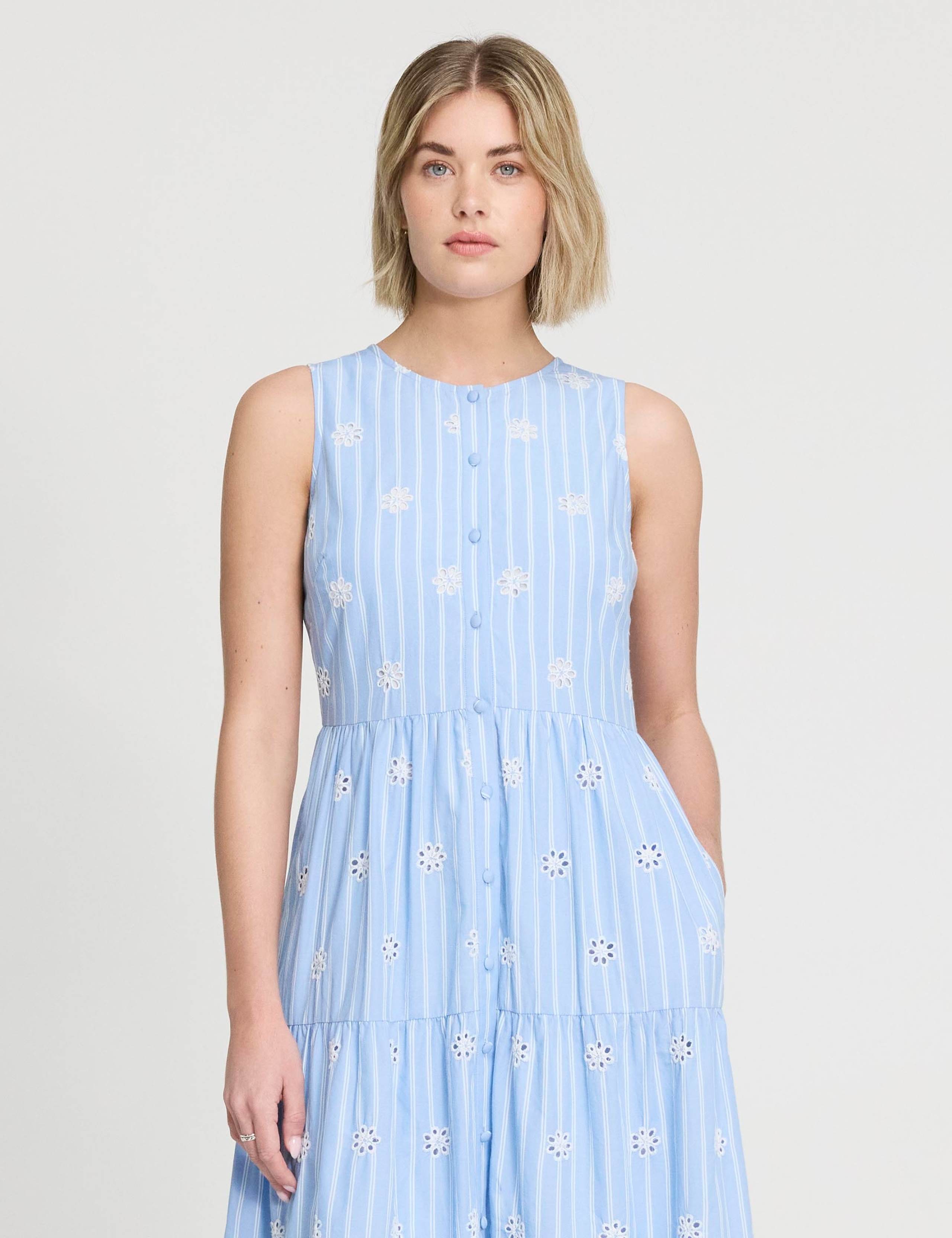 Pure Cotton Striped Midi Tiered Dress 4 of 7