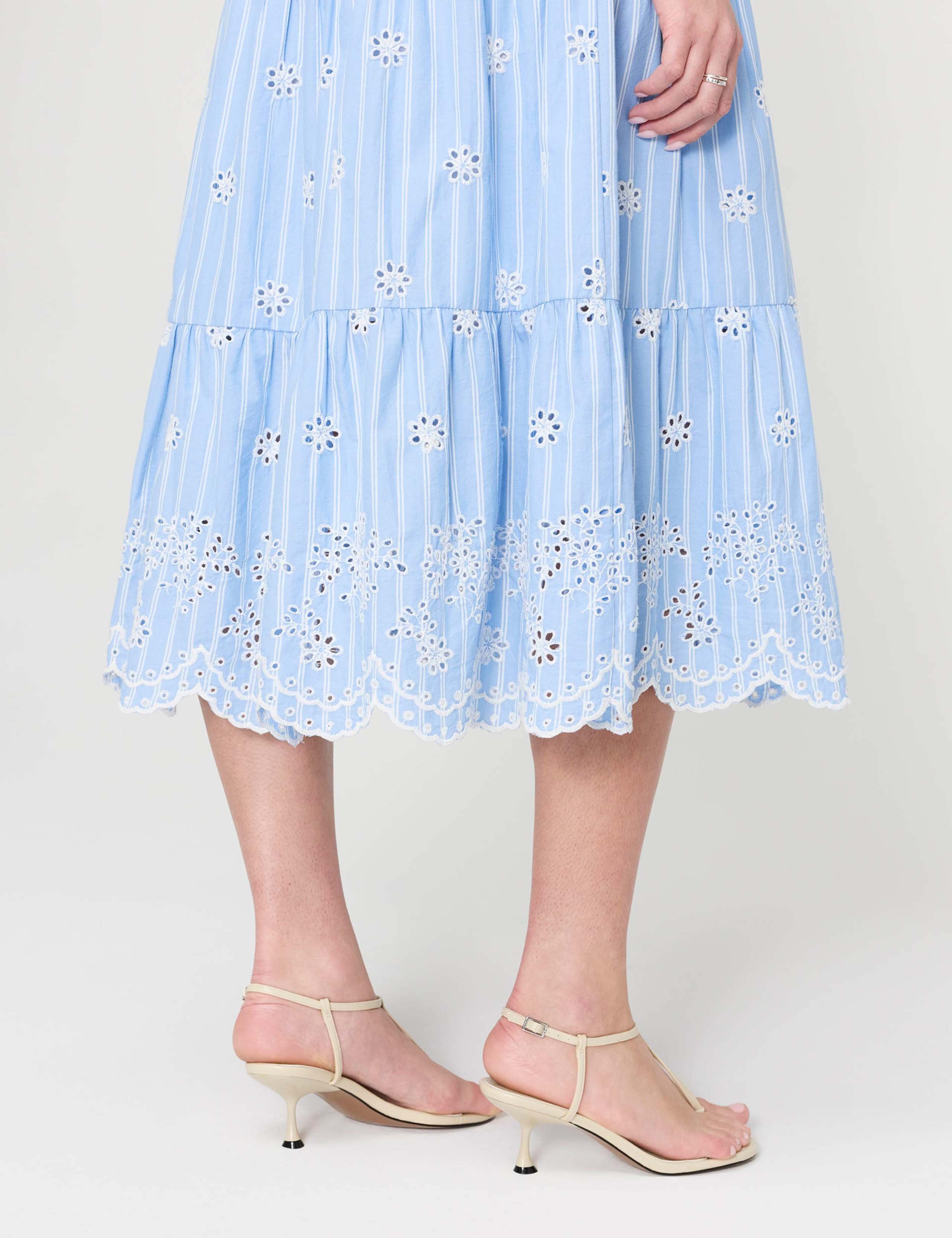 Pure Cotton Striped Midi Tiered Dress 6 of 7