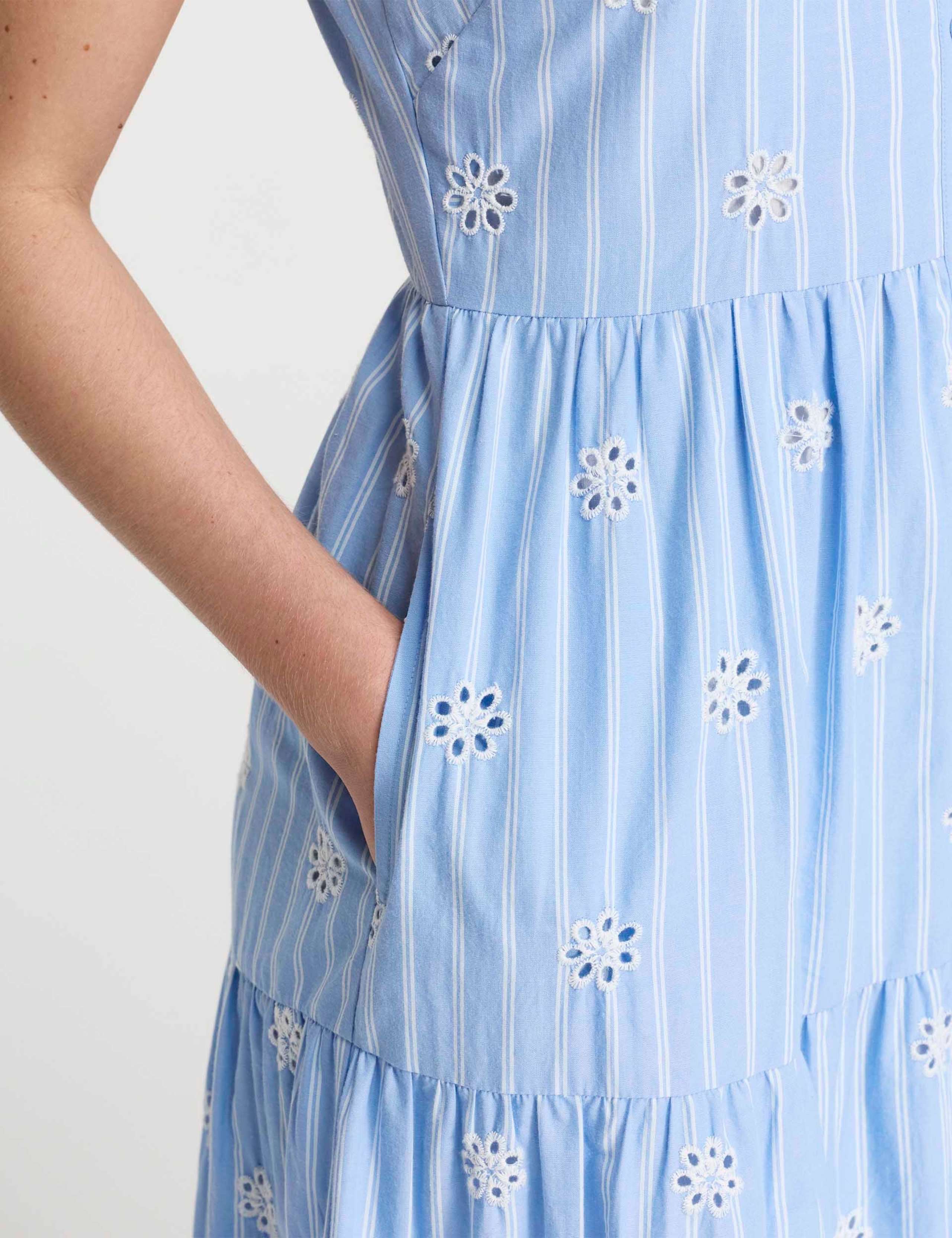 Pure Cotton Striped Midi Tiered Dress 7 of 7