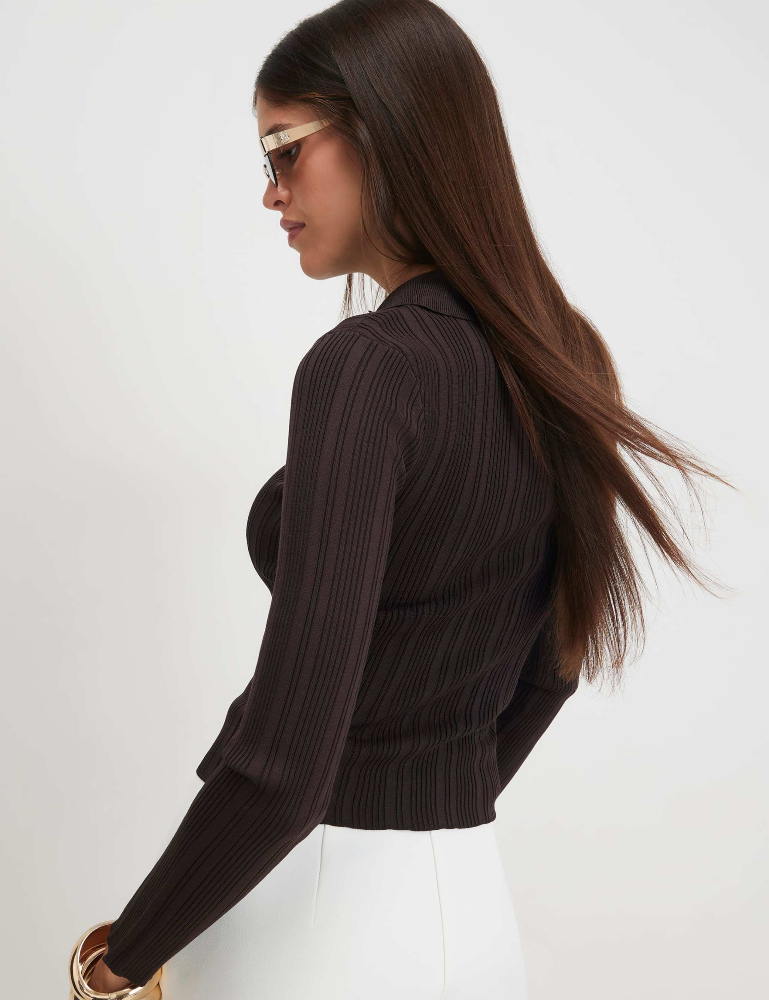 Textured Collared Button Detail Polo Shirt 4 of 5
