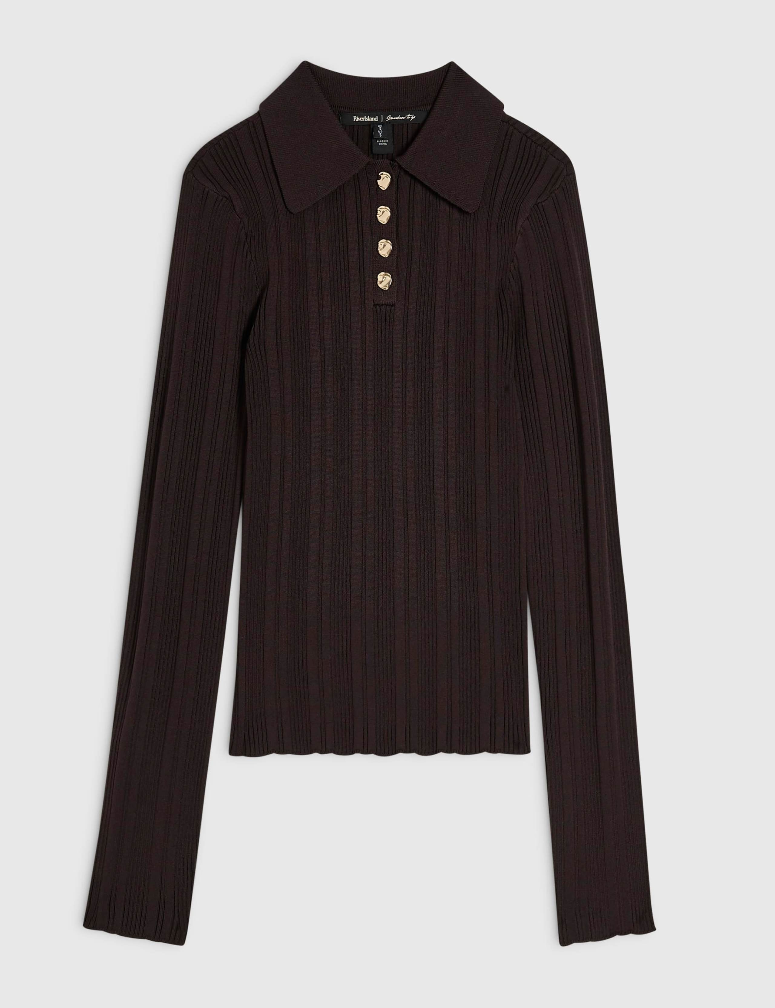 Textured Collared Button Detail Polo Shirt 2 of 5