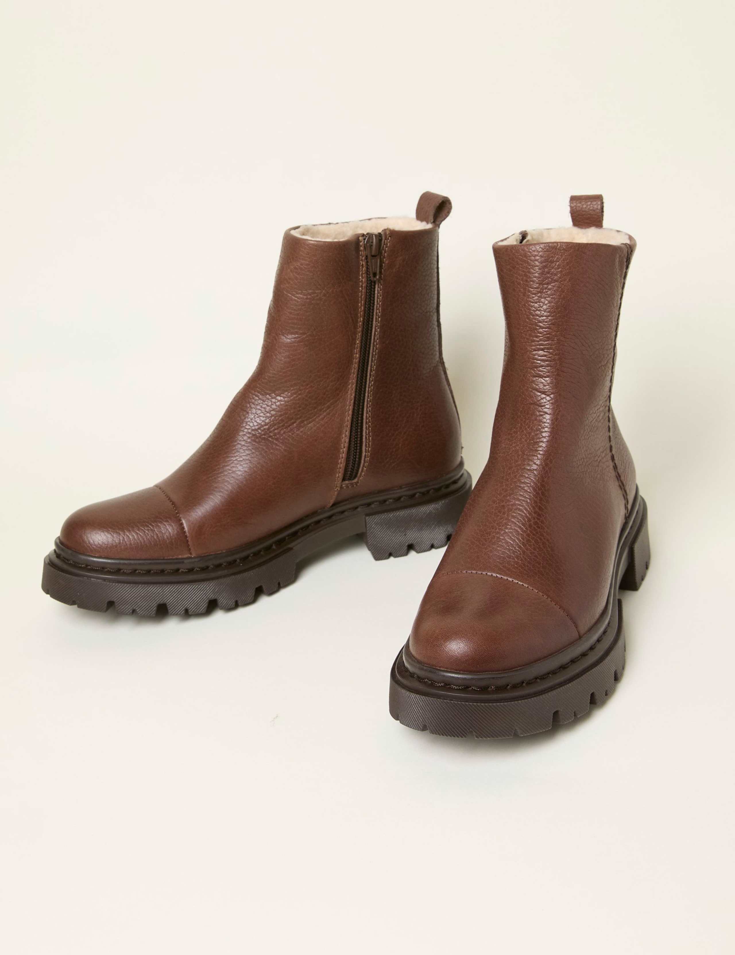 Leather Block Heel Ankle Boots 1 of 6