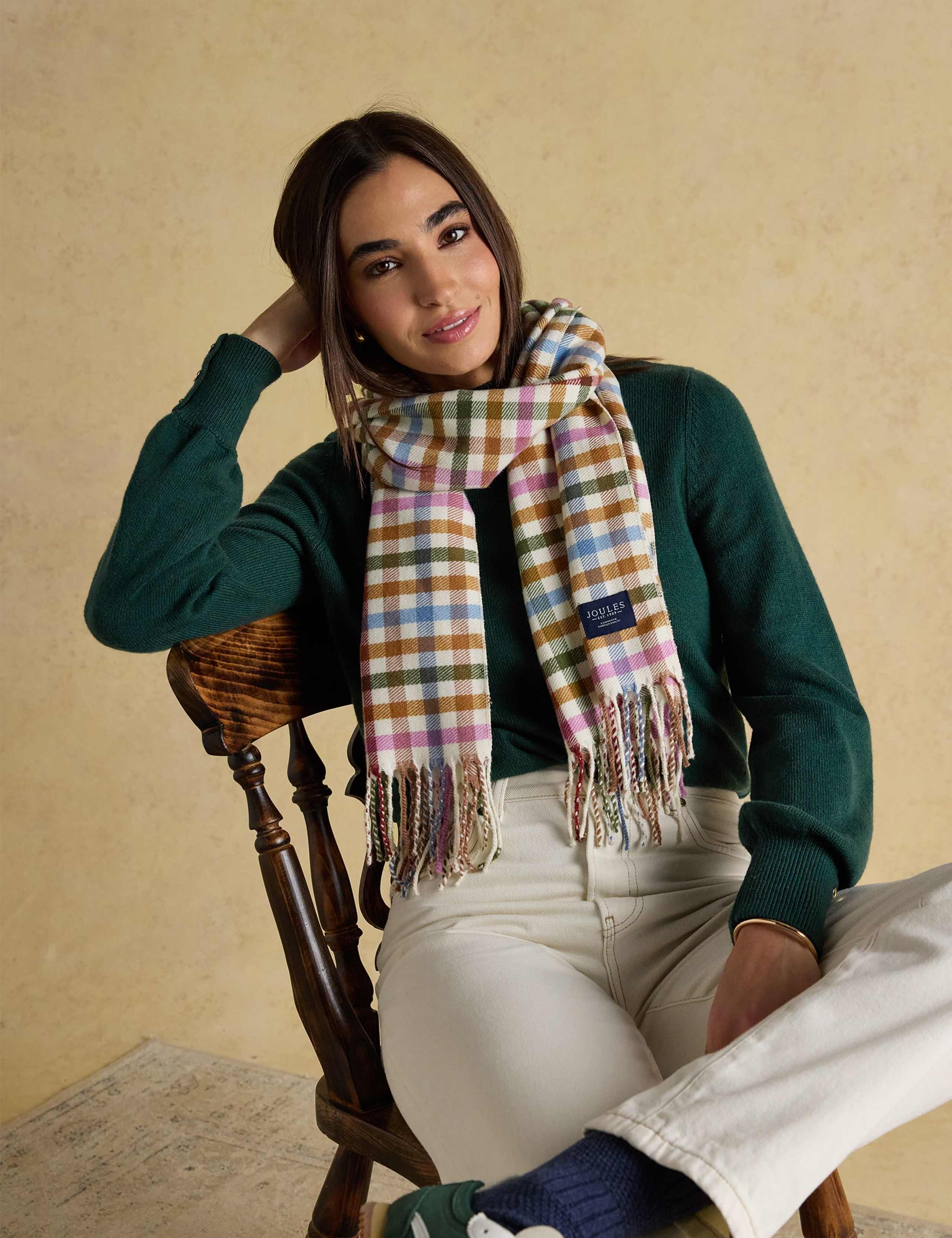 Checked Fringed Scarf 4 of 7
