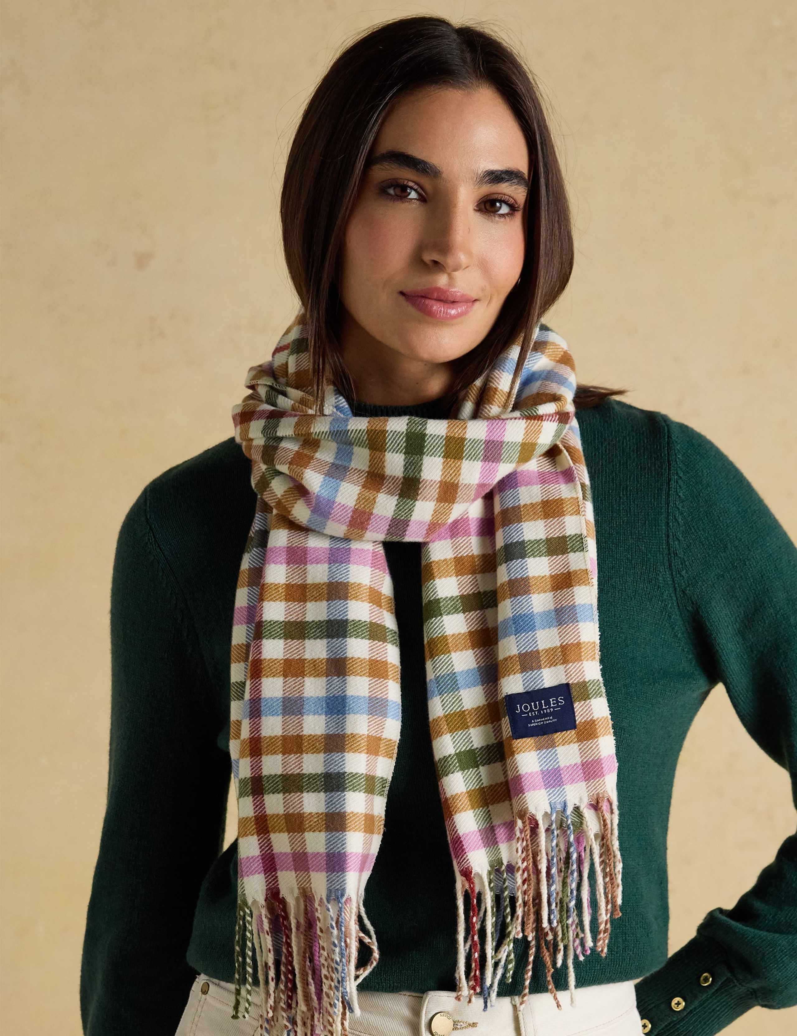Checked Fringed Scarf 7 of 7