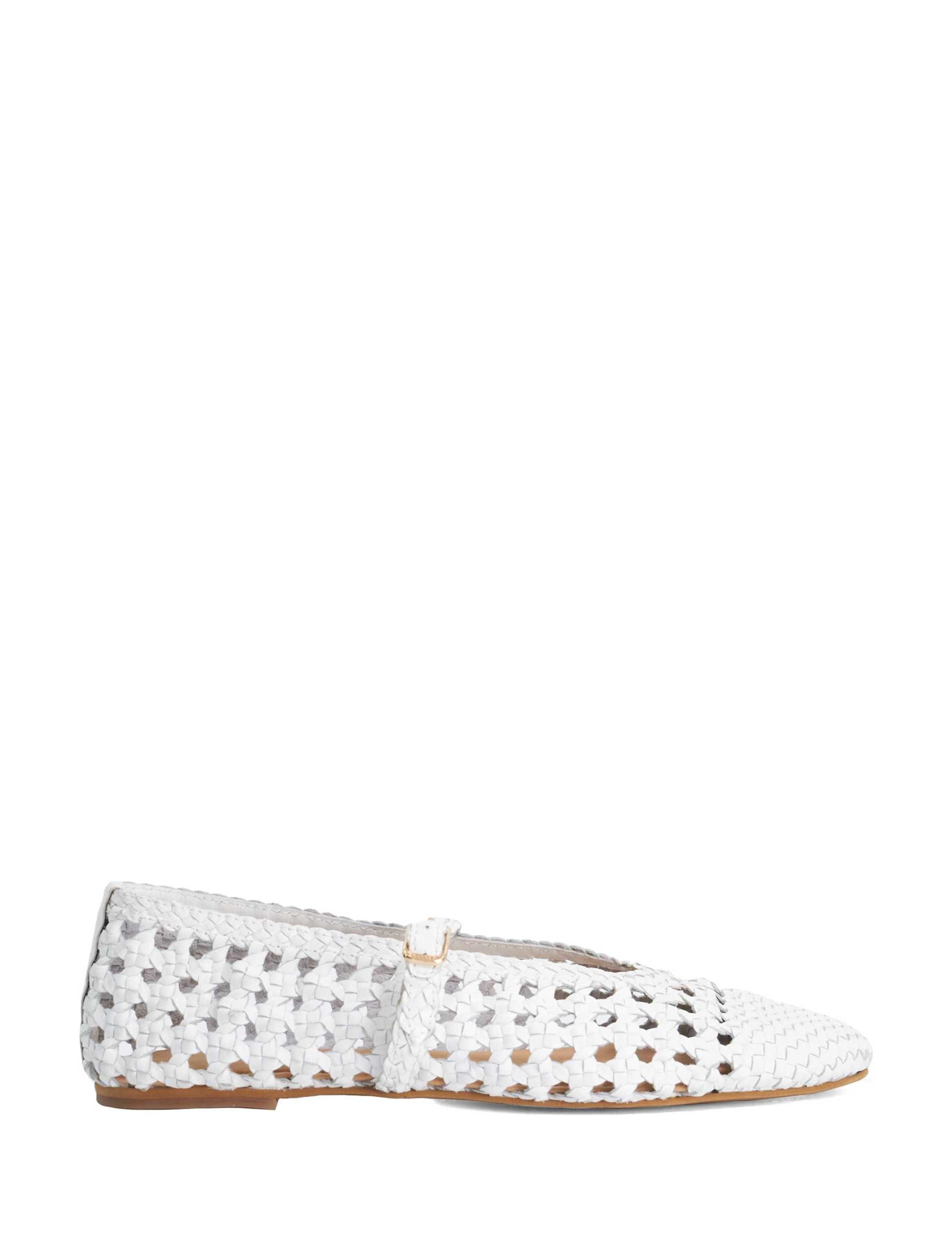 Leather Woven Flat Mary Jane Ballet Pumps 1 of 6