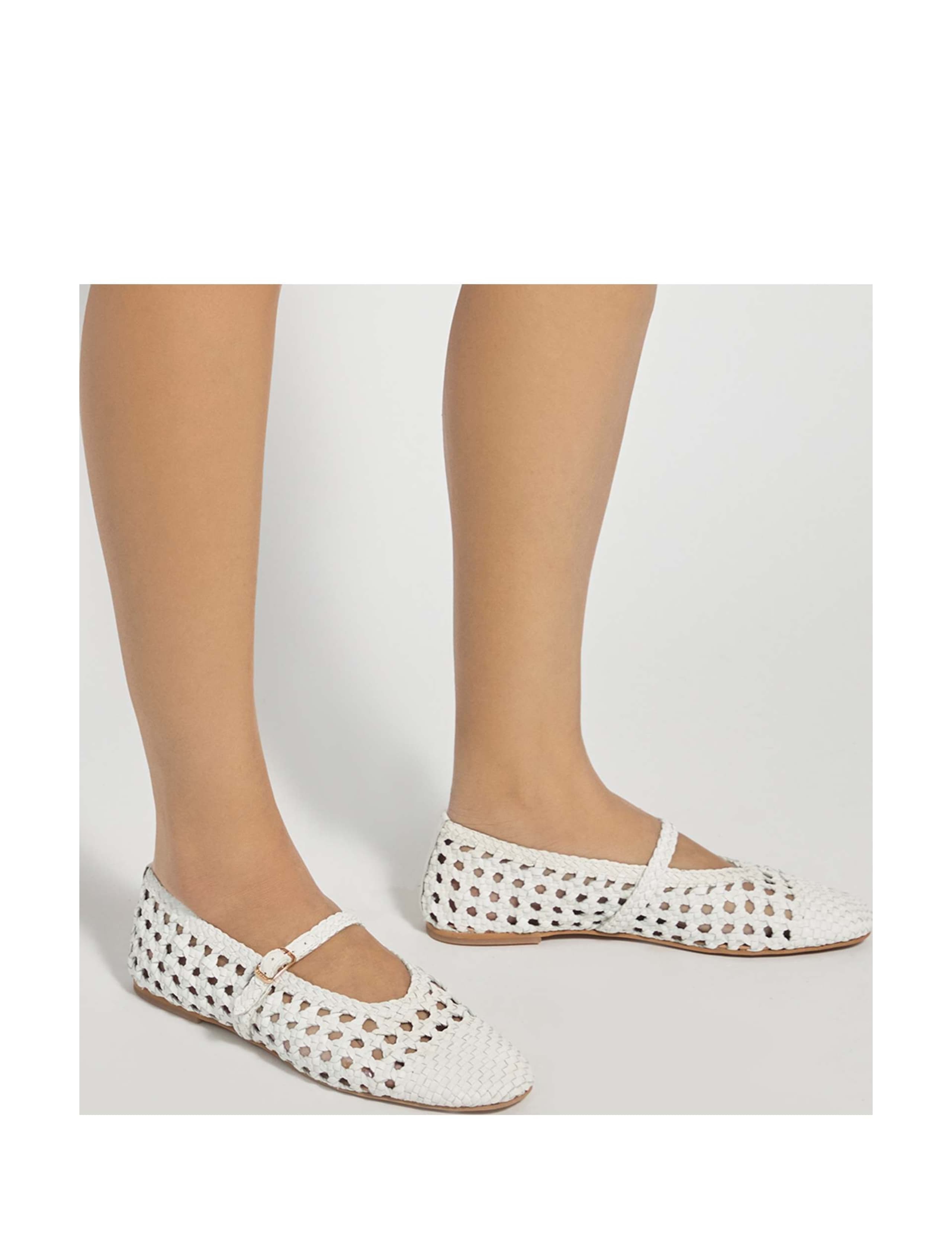 Leather Woven Flat Mary Jane Ballet Pumps 4 of 6