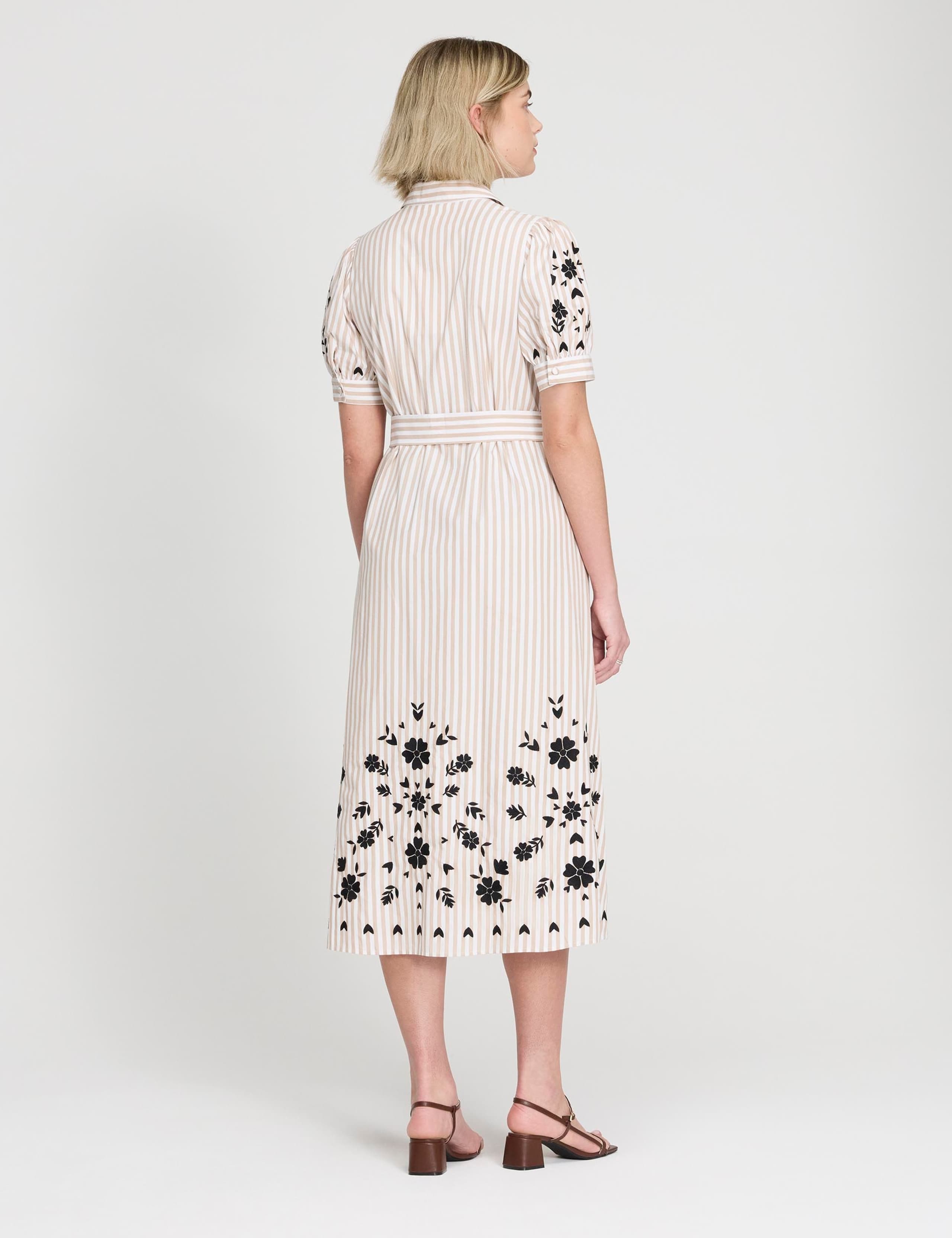 Pure Cotton Striped Midi Shirt Dress 3 of 6
