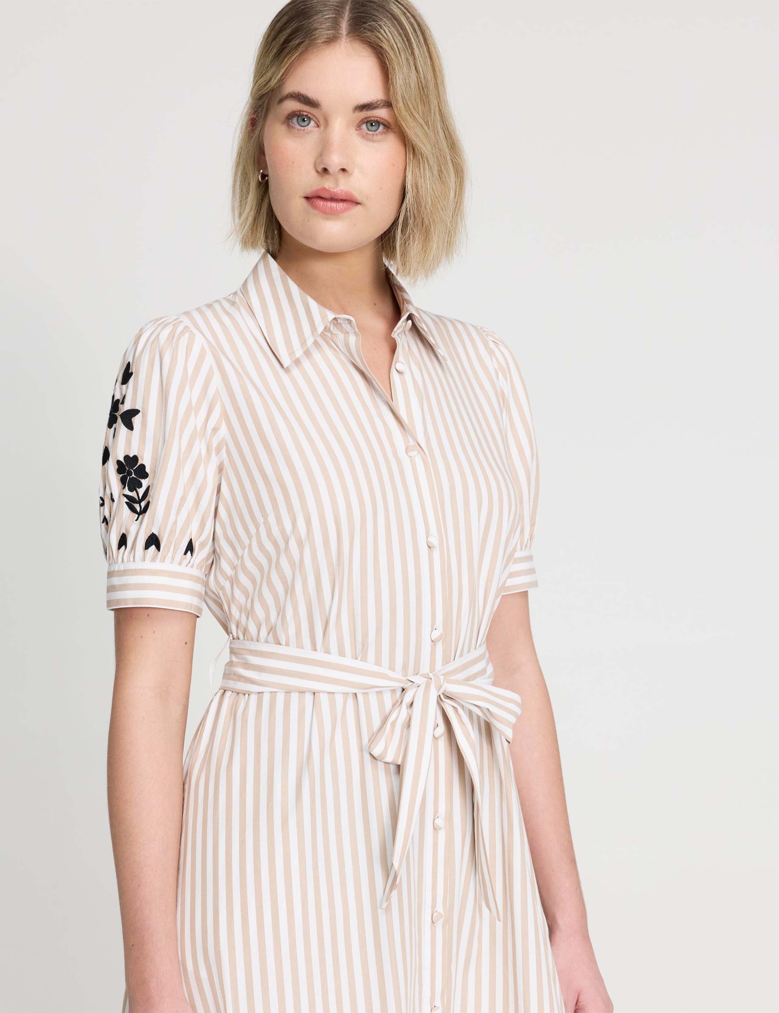 Pure Cotton Striped Midi Shirt Dress 4 of 6