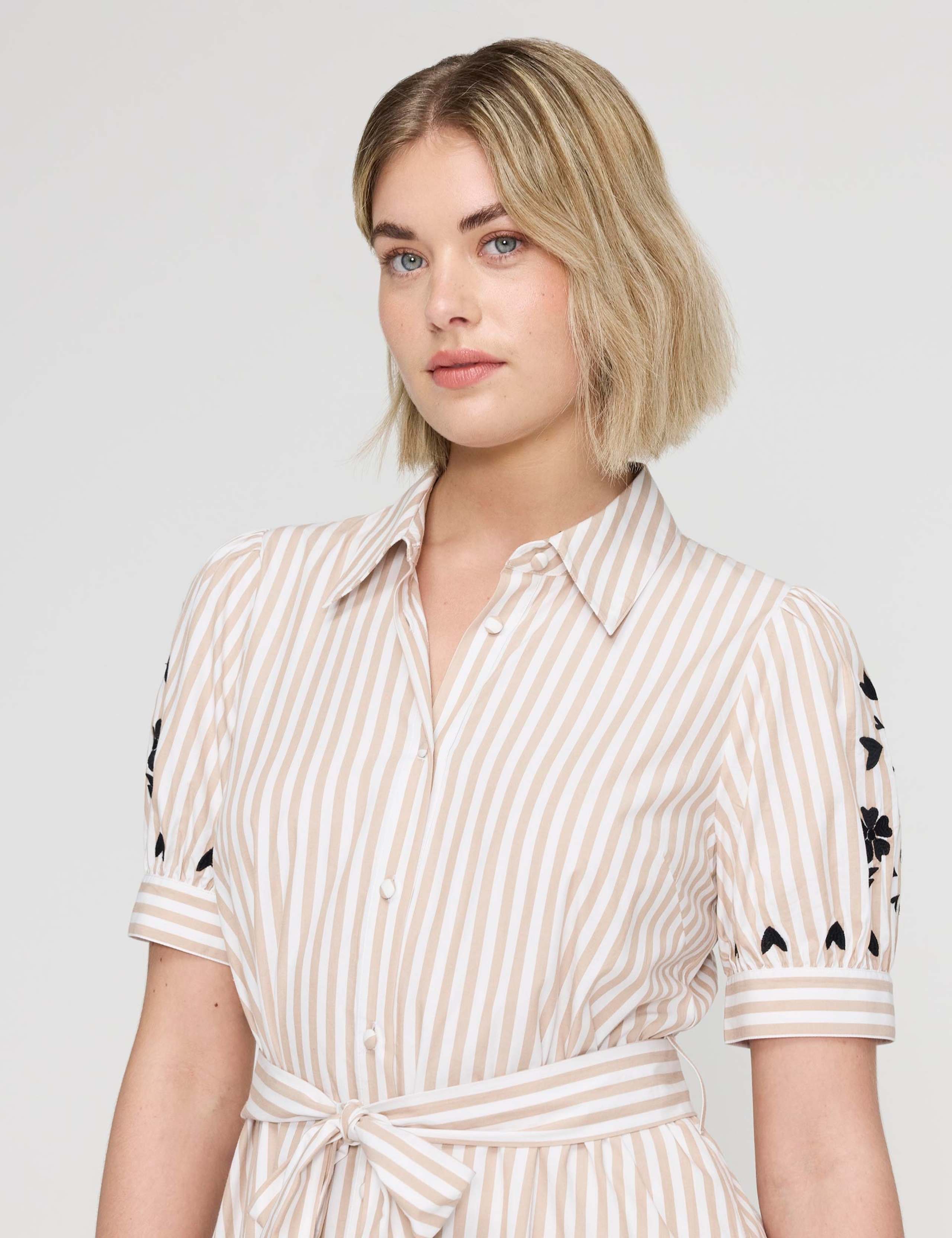 Pure Cotton Striped Midi Shirt Dress 5 of 6