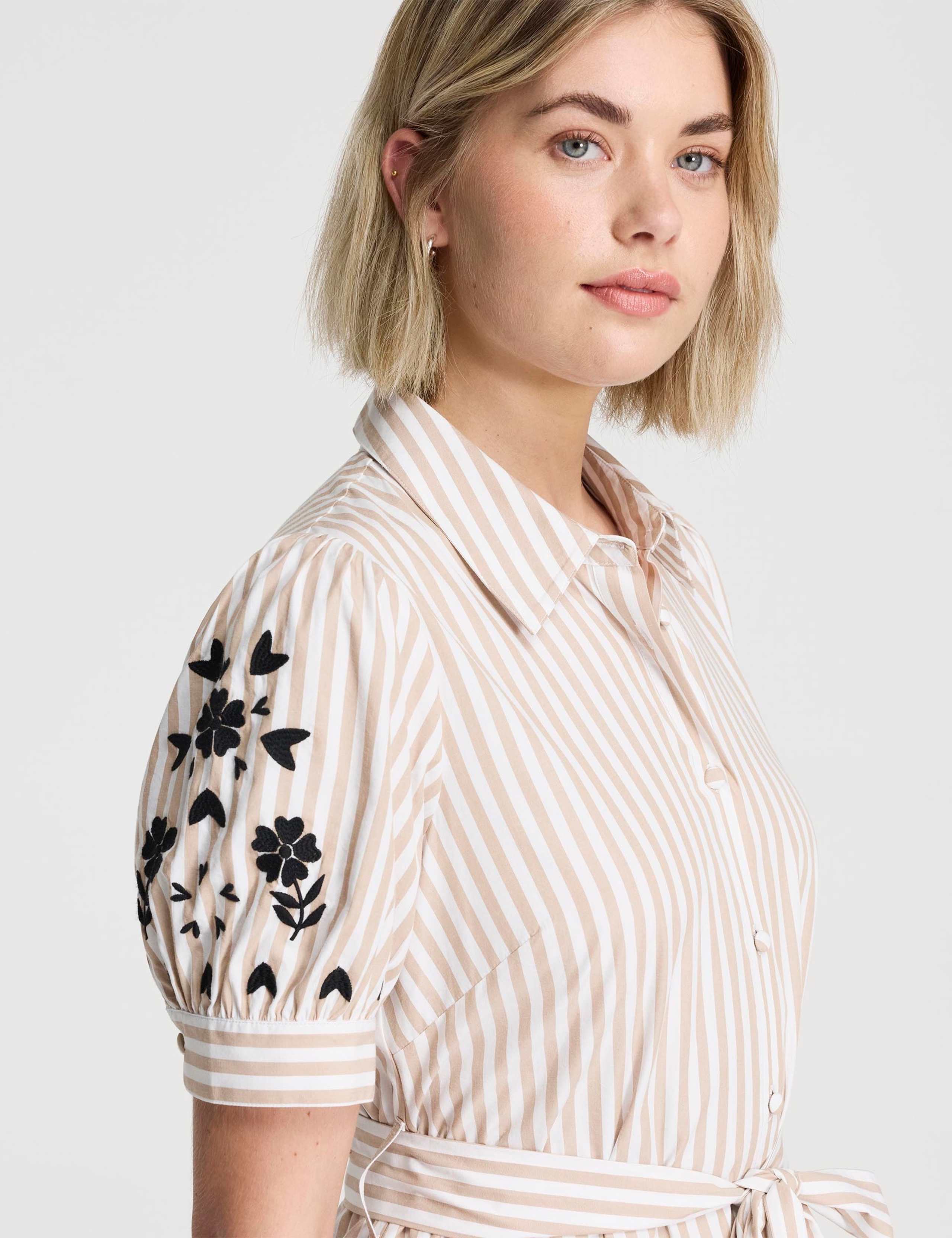 Pure Cotton Striped Midi Shirt Dress 6 of 6