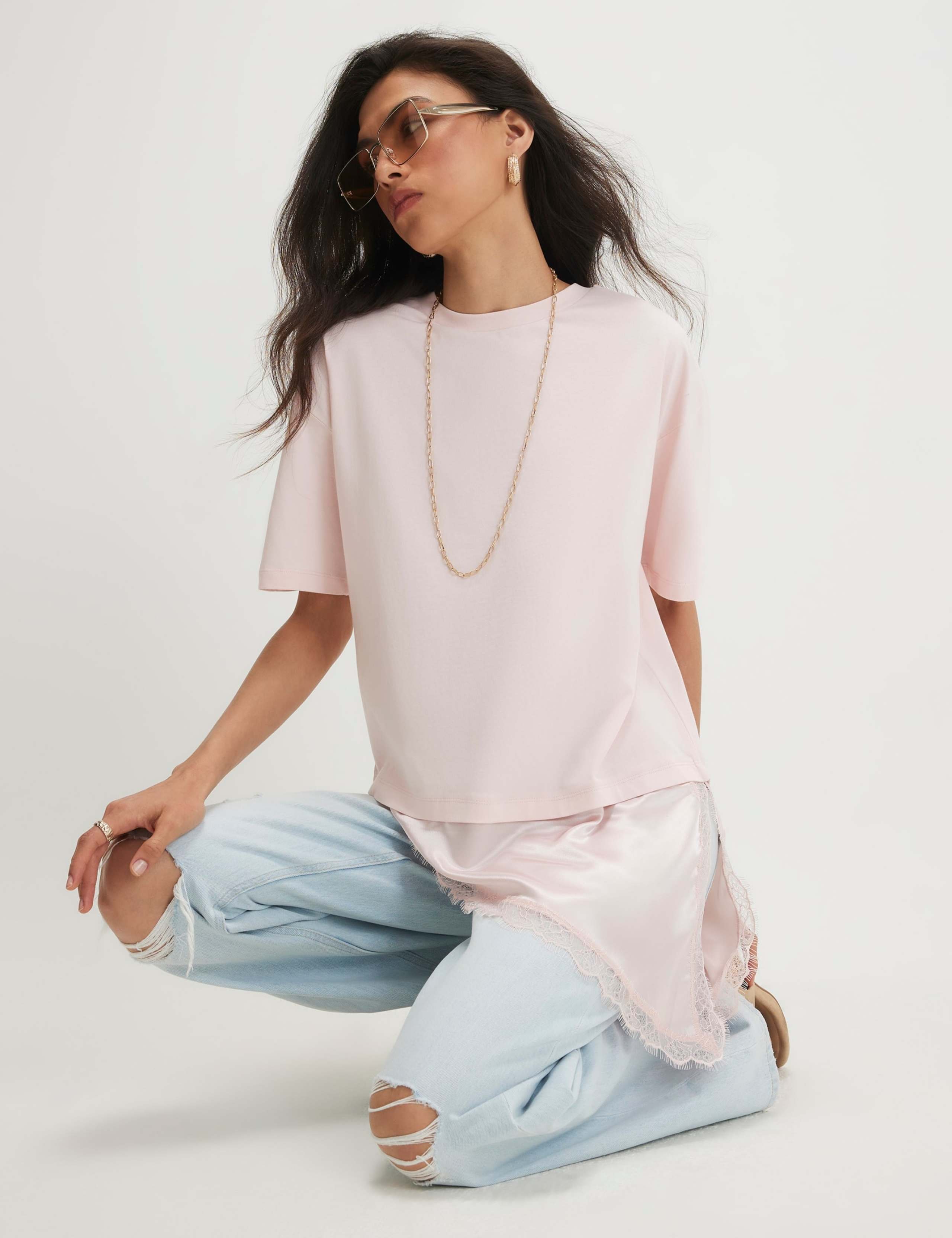 Pure Cotton Lace Detail T-Shirt 4 of 5
