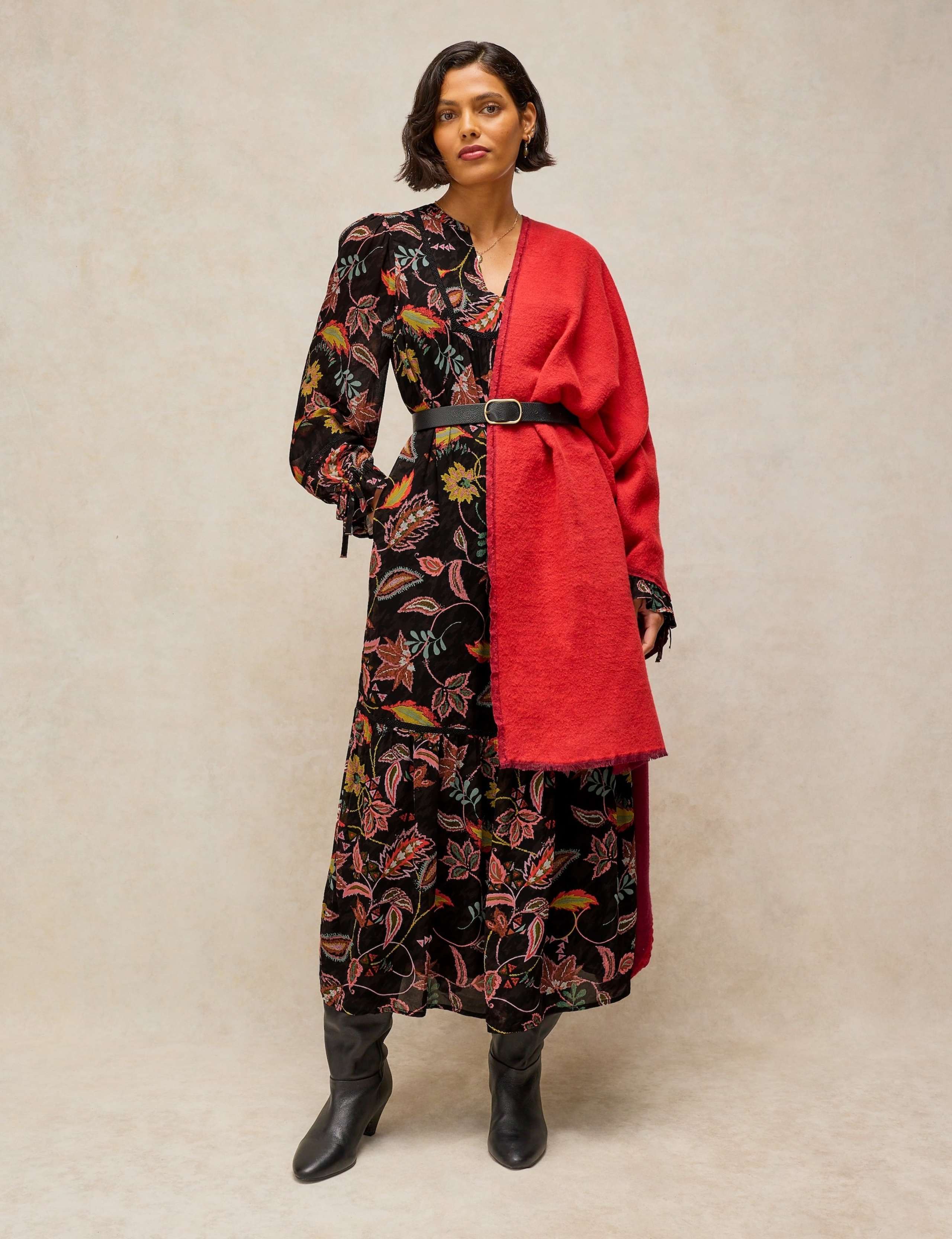 Eleanor Poet Notch Neck Midi Dress 2 of 6
